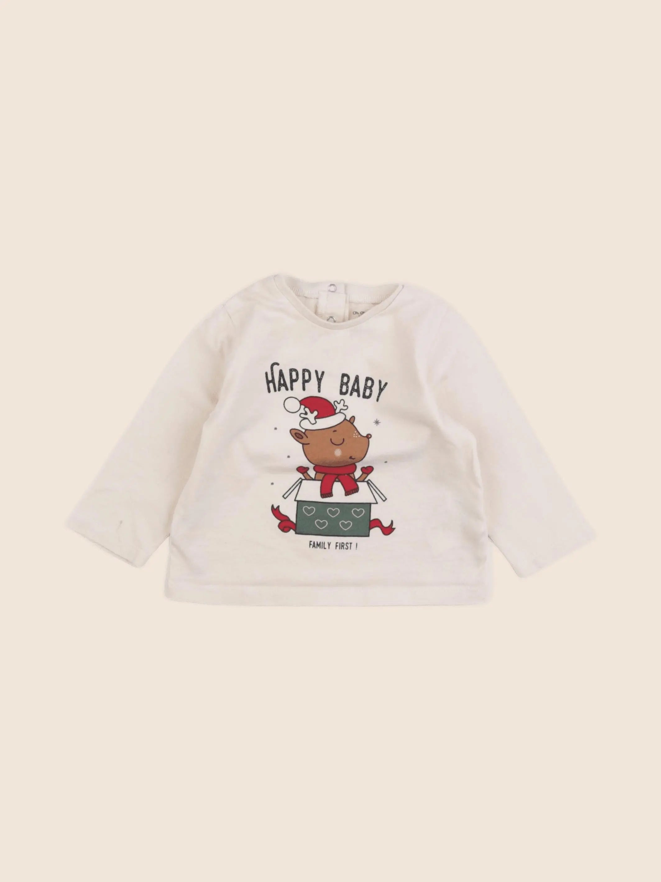 Vertbaudet - tee-shirt beige - 12 mois