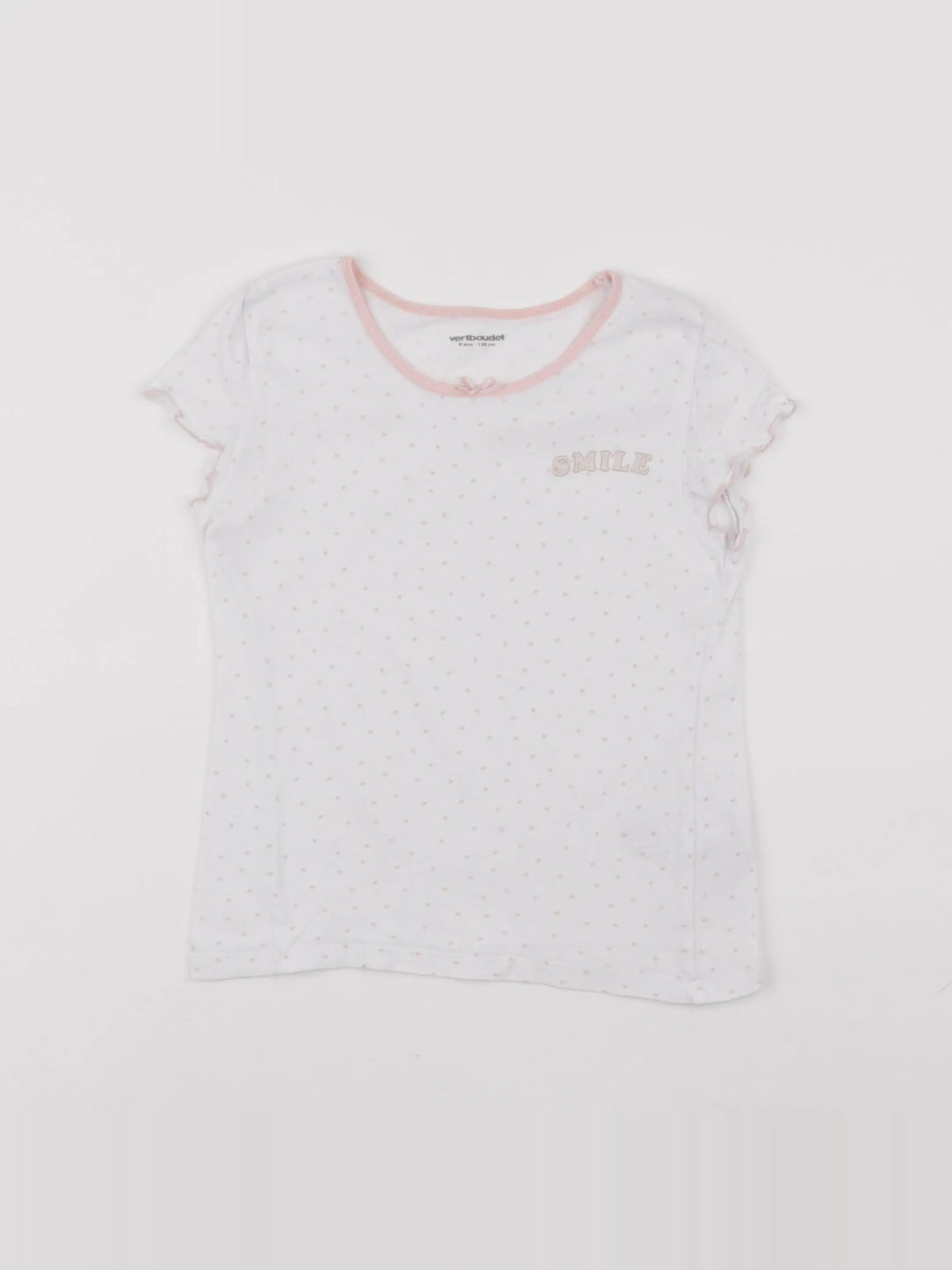 Vertbaudet - maillot de corps blanc, rose - 8 ans