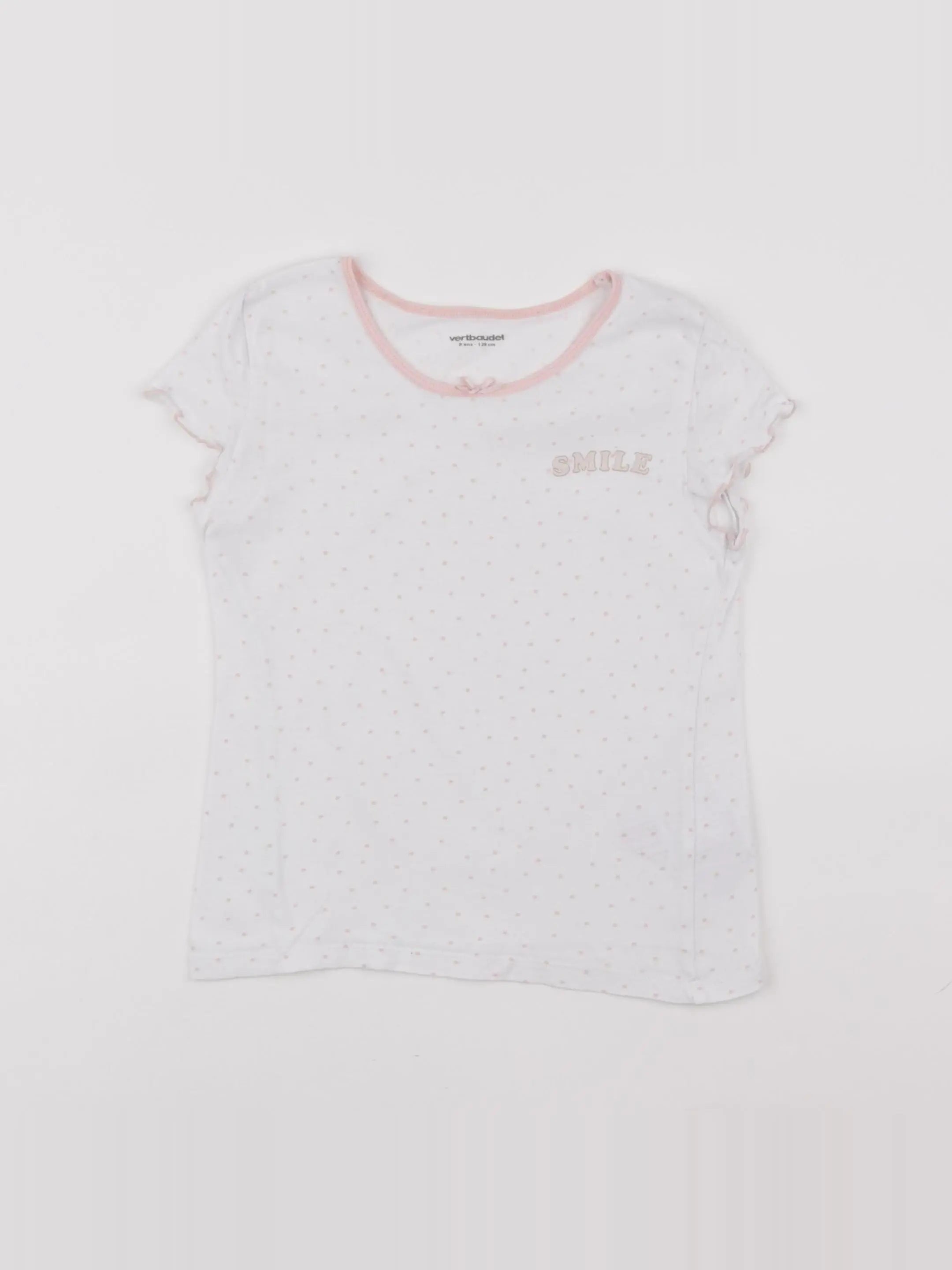 Vertbaudet - maillot de corps blanc, rose - 8 ans