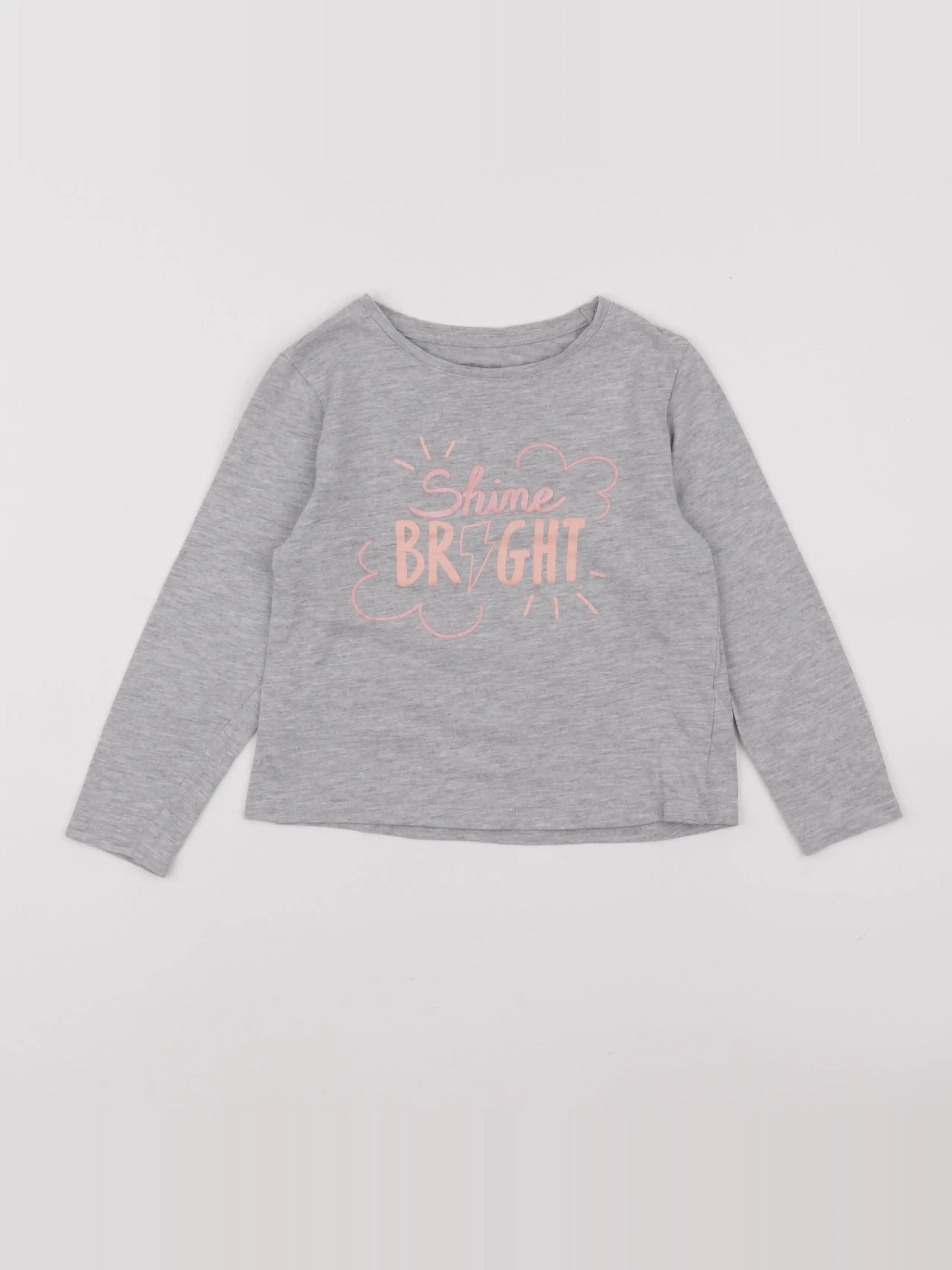 Vertbaudet - tee-shirt gris, rose - 6 ans