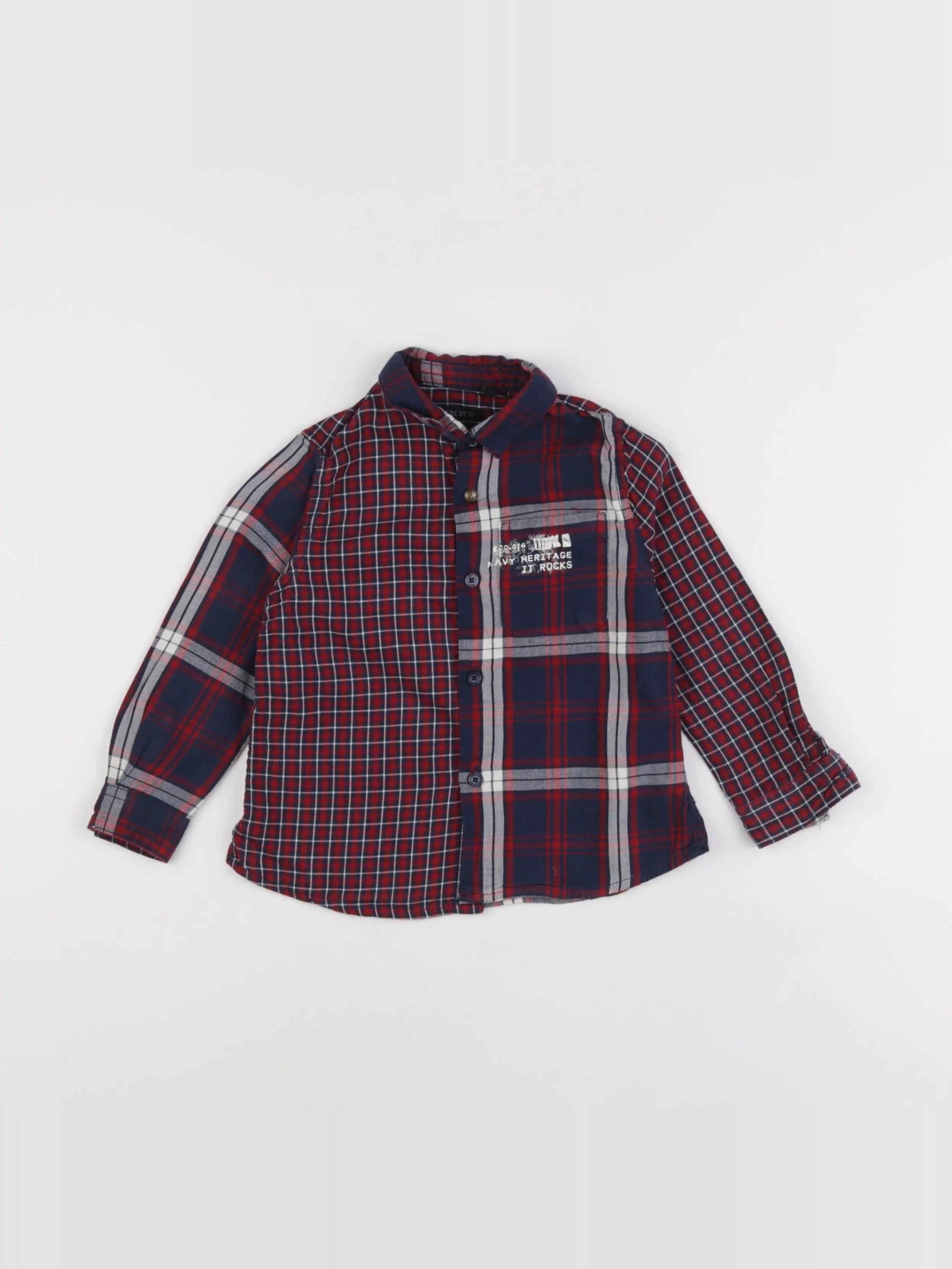 IKKS - chemise rouge, bleu - 2 ans