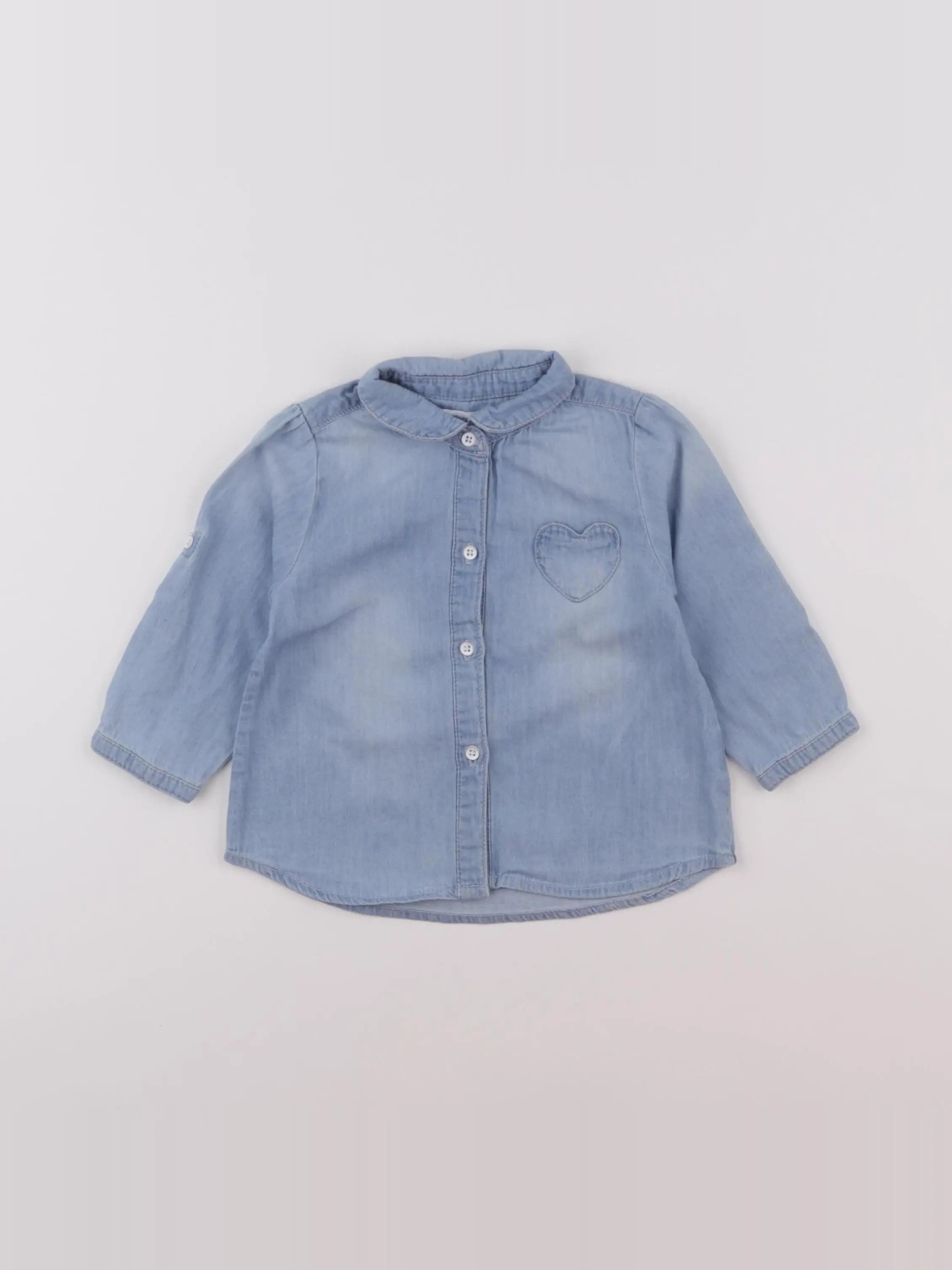 Vertbaudet - chemise bleu - 9 mois