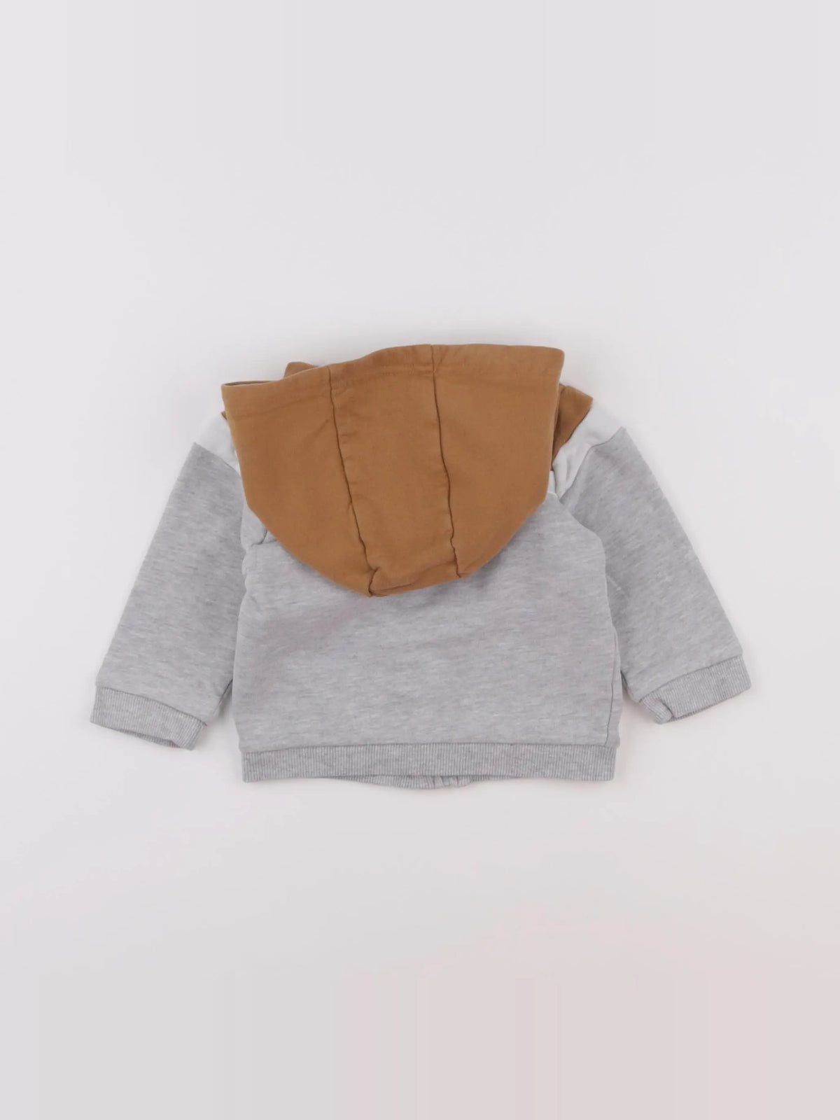 Vertbaudet - sweat gris, marron - 9 mois
