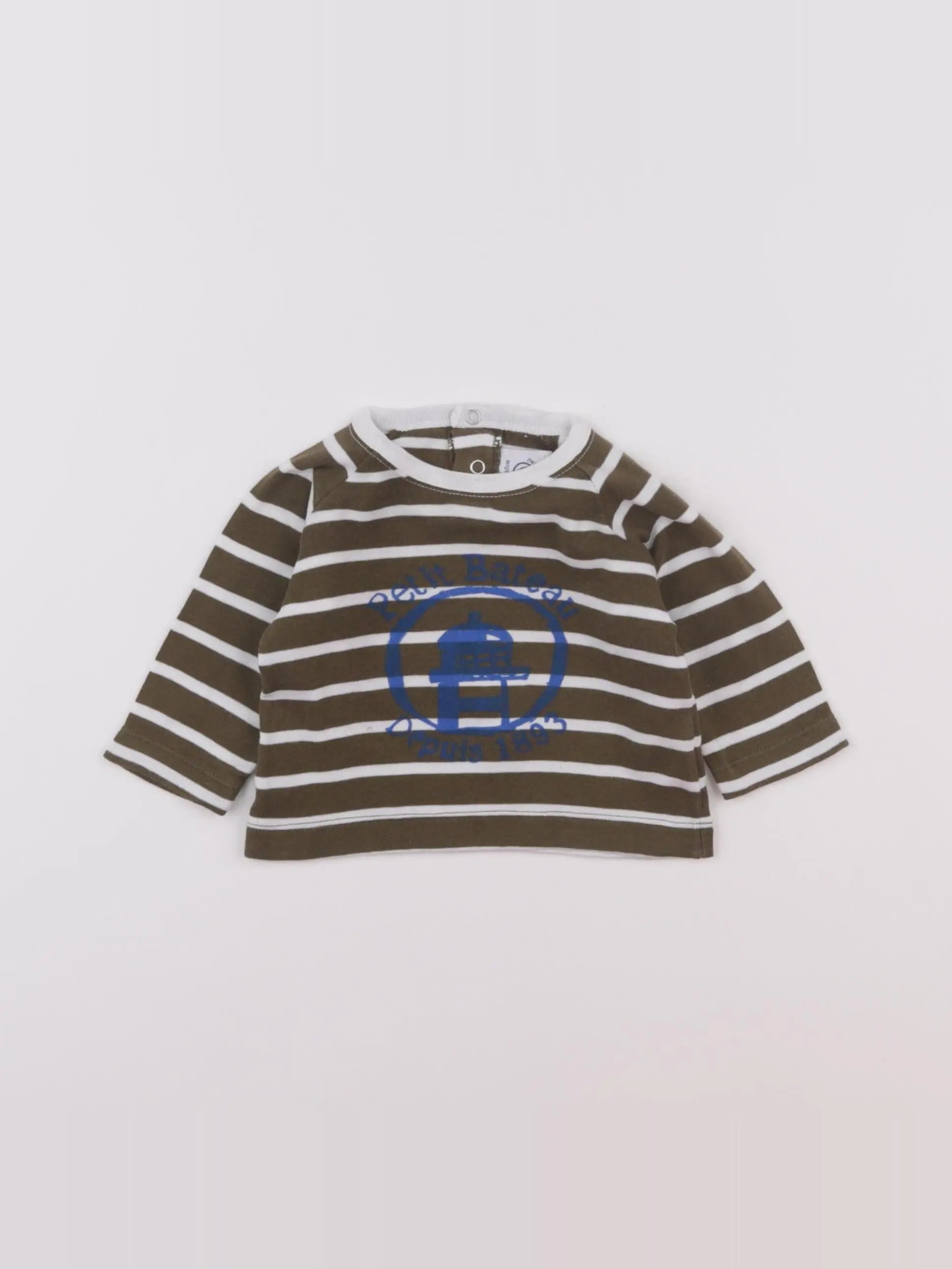 Petit Bateau - tee-shirt blanc, vert - 3 mois