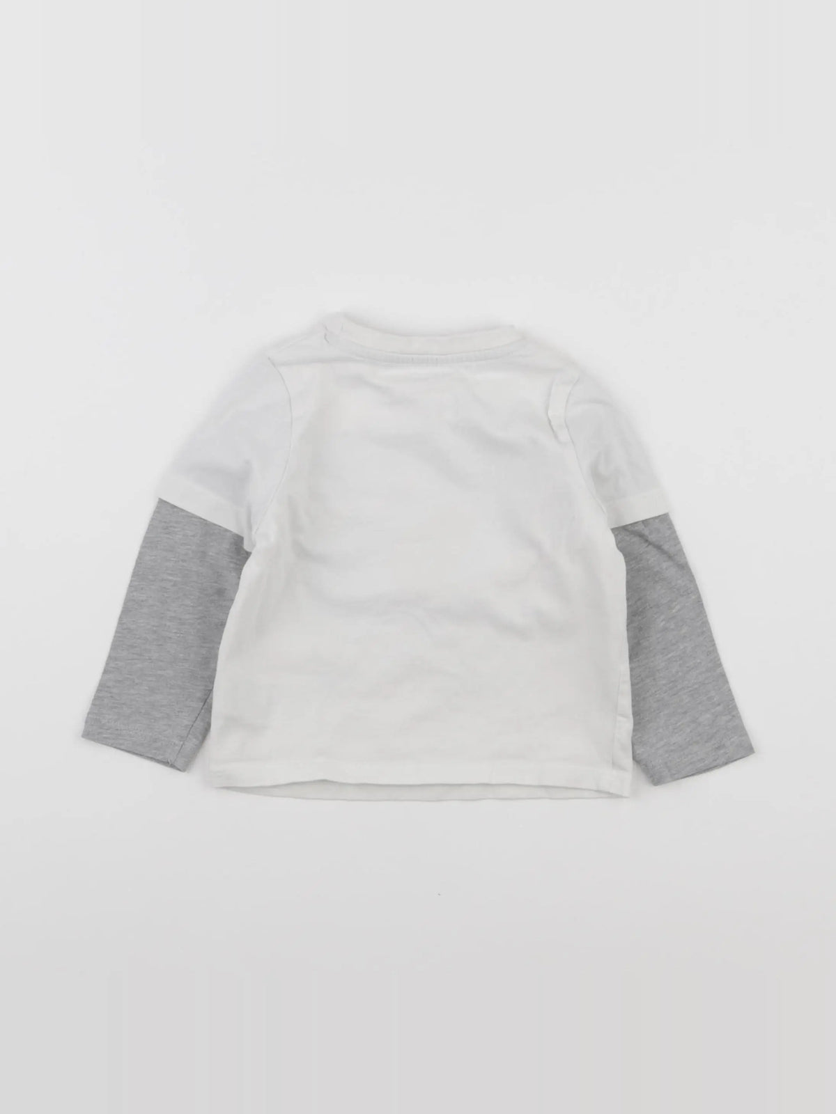 Vertbaudet - tee-shirt blanc, gris - 2 ans