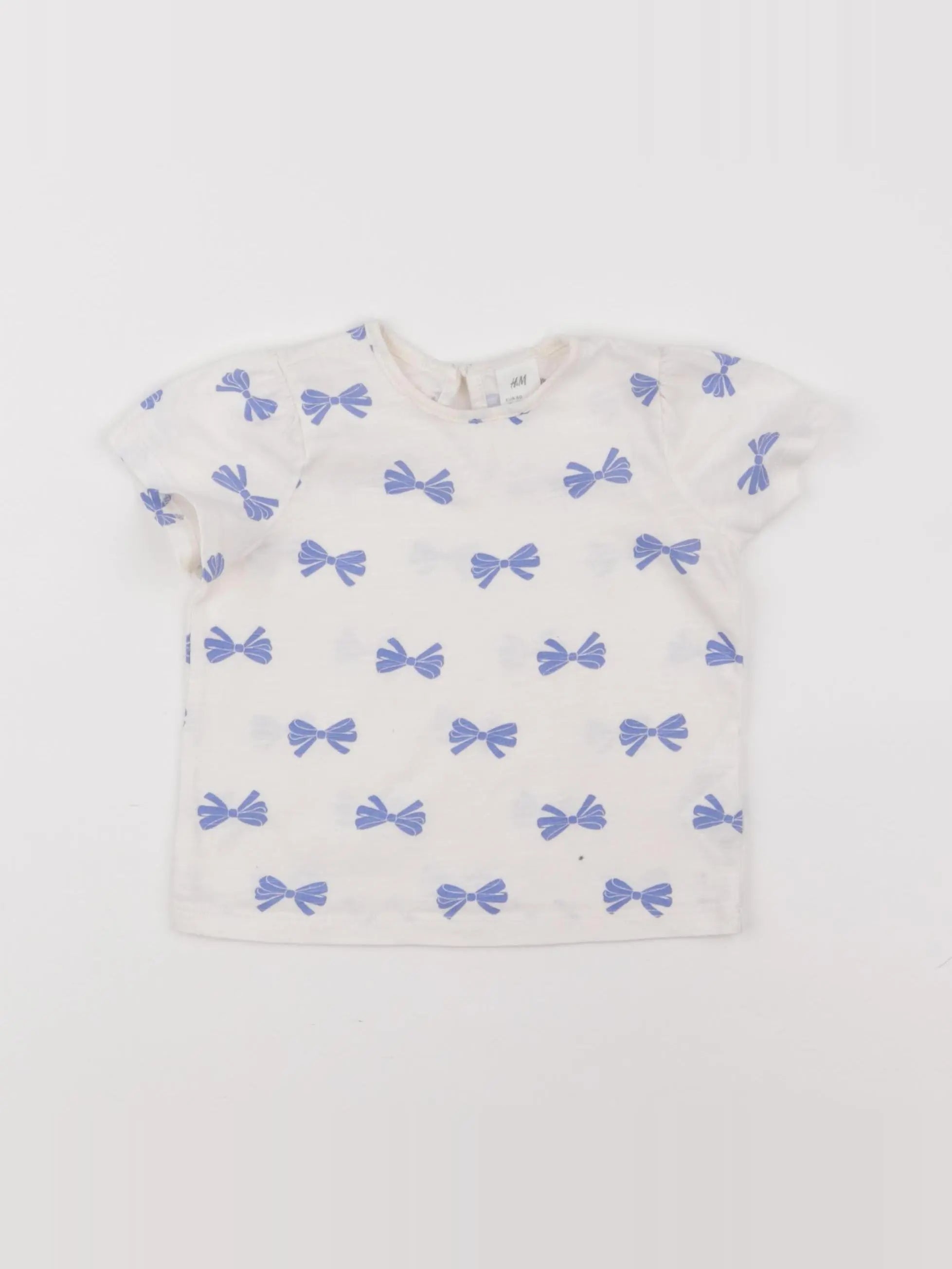 H&M - tee-shirt beige, bleu - 6/9 mois