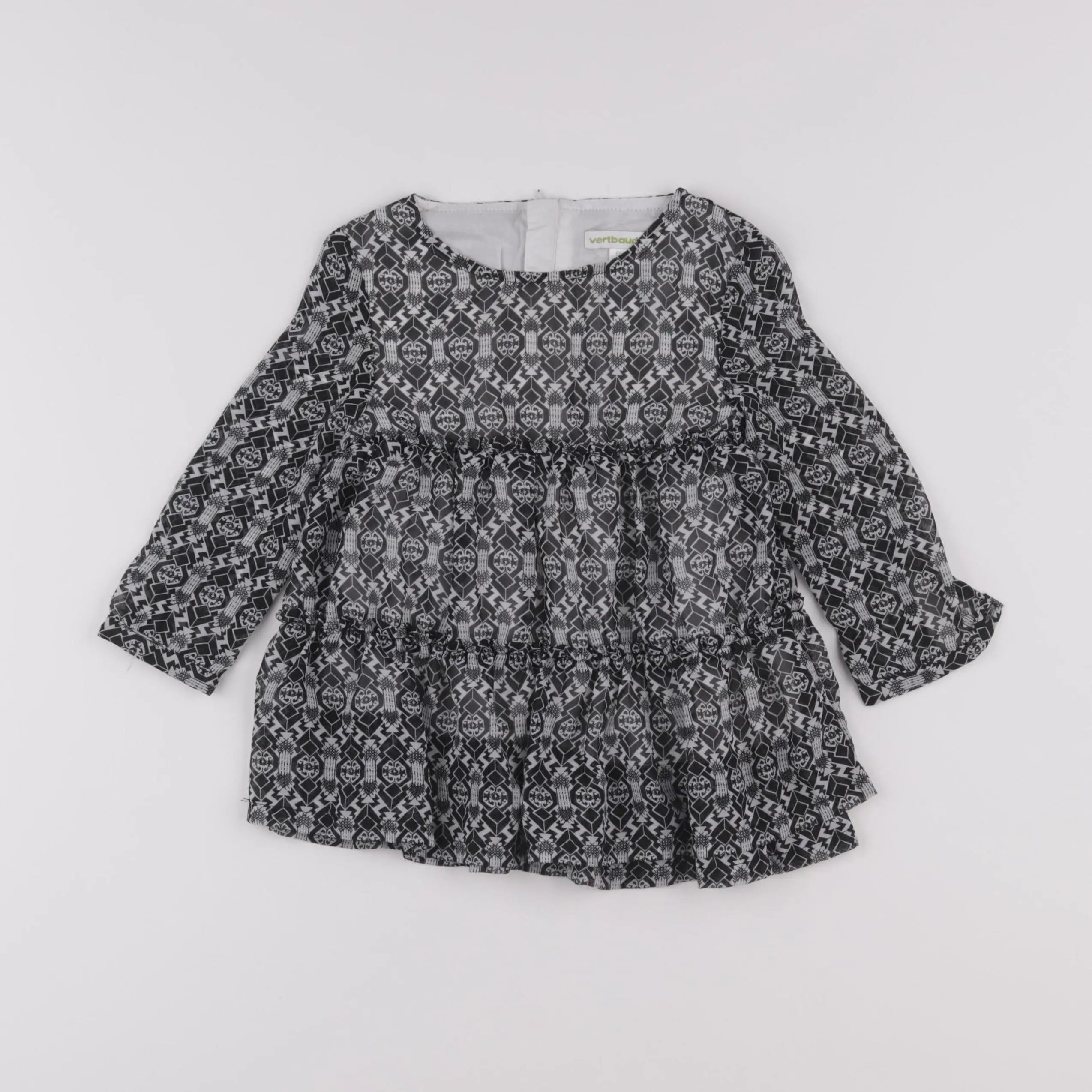 Vertbaudet - robe noir, blanc - 2 ans