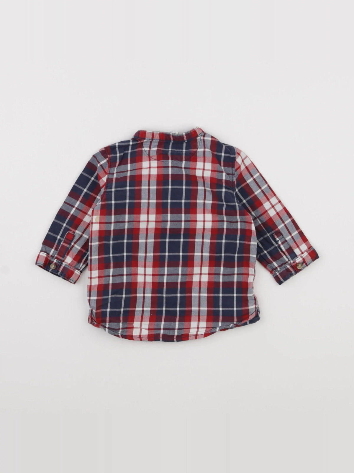 H&M - chemise bleu, rouge - 3/6 mois