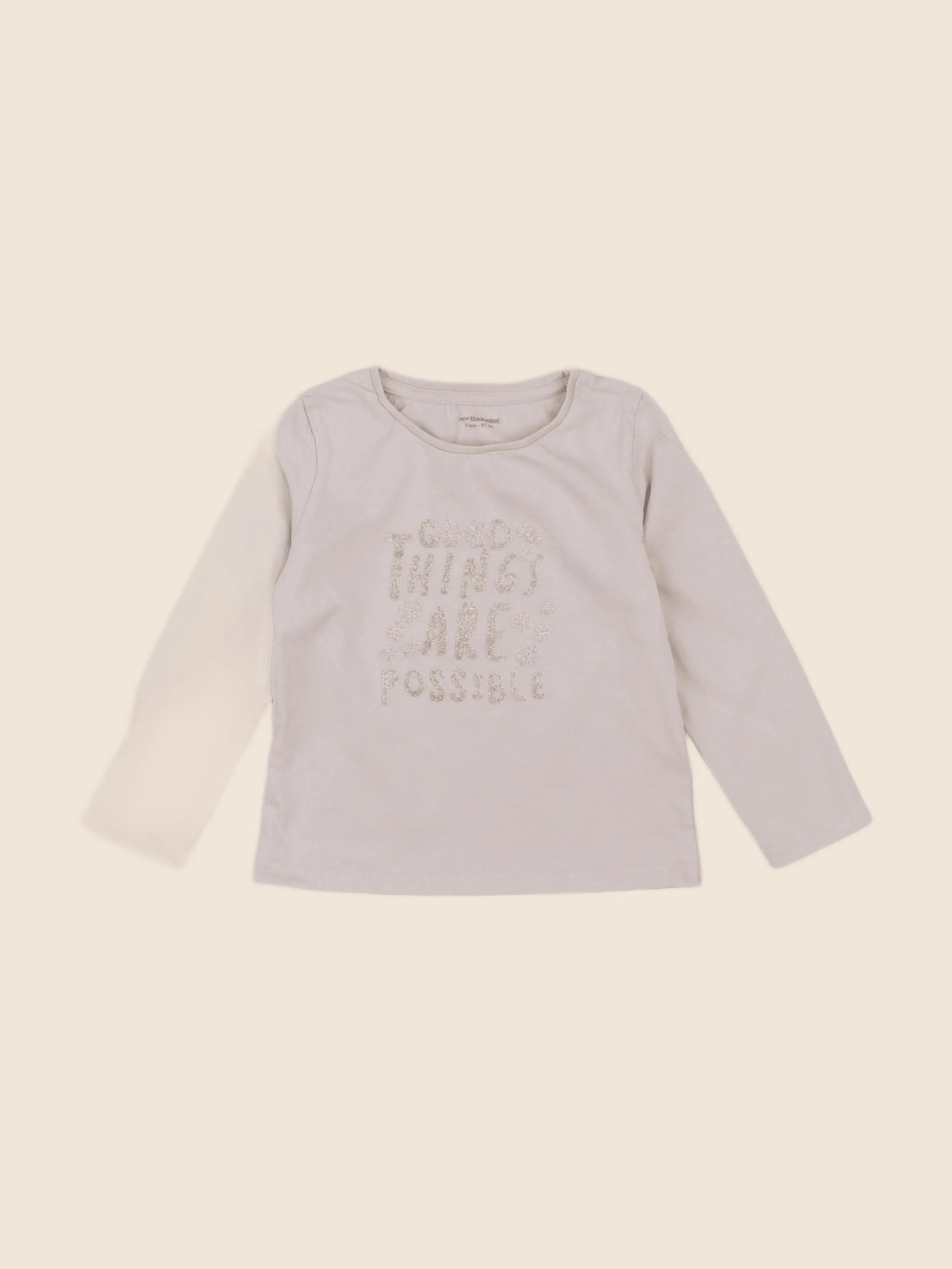 Vertbaudet - tee-shirt beige, or - 3 ans