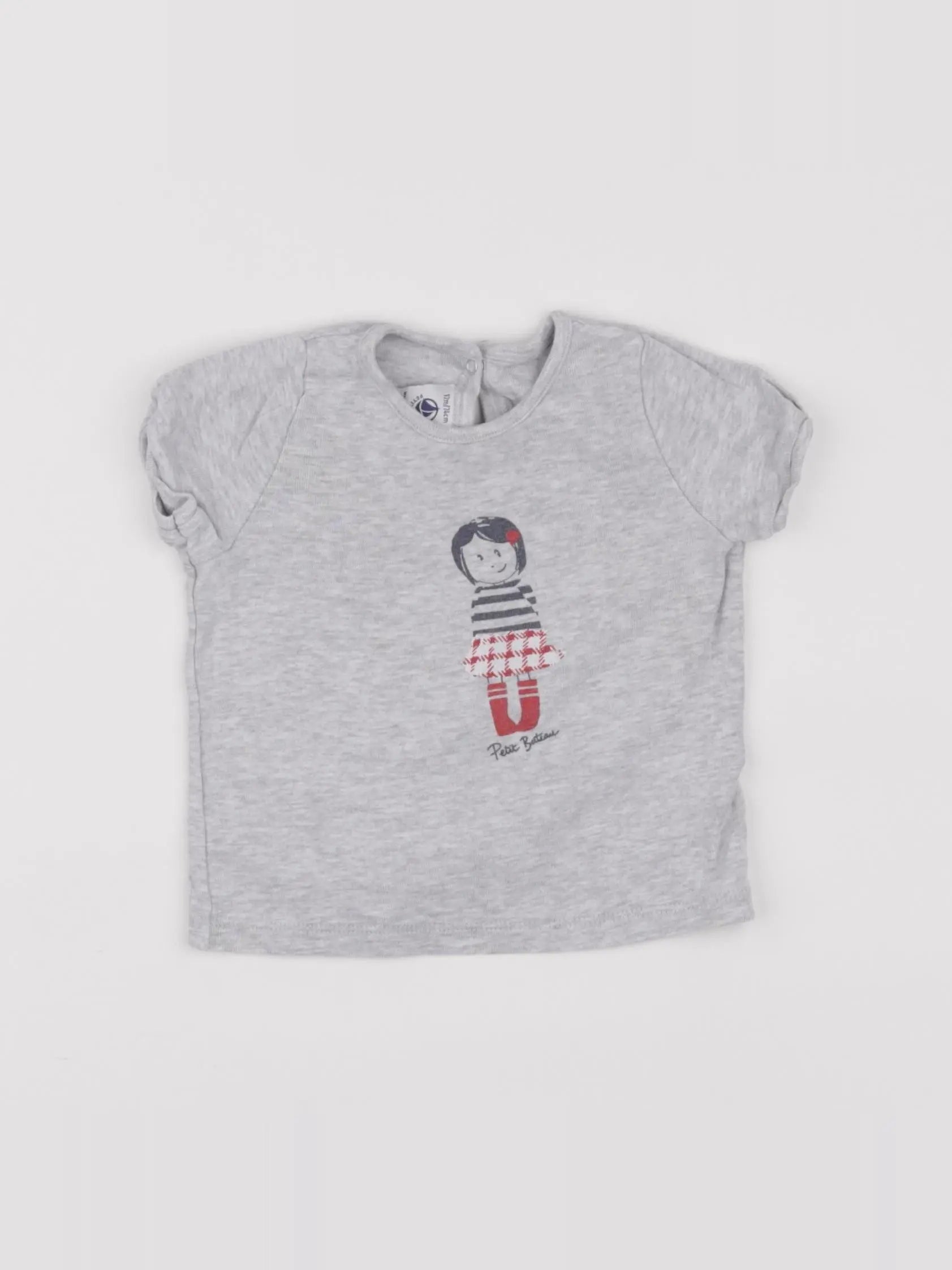 Petit Bateau - tee-shirt gris - 12 mois