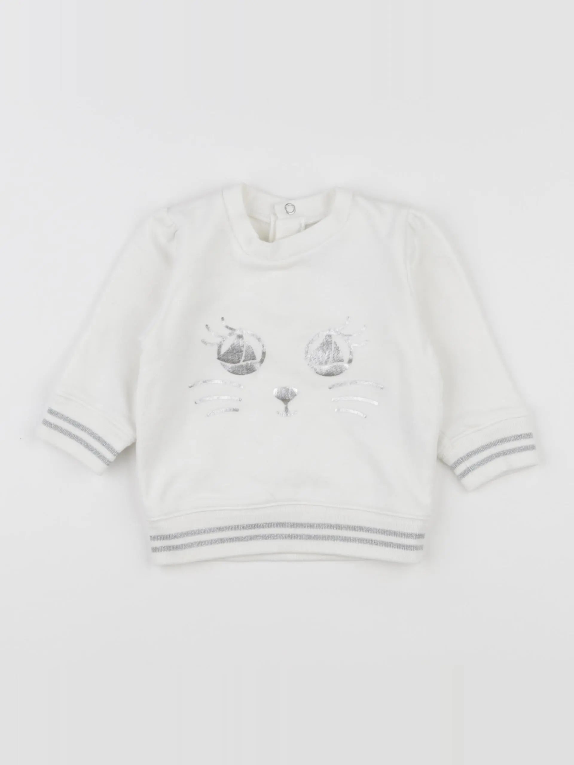 Petit Bateau - sweat blanc - 6 mois