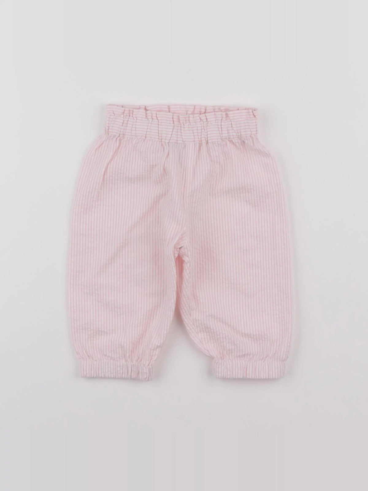 Bonton - pantalon blanc, rose - 6 mois