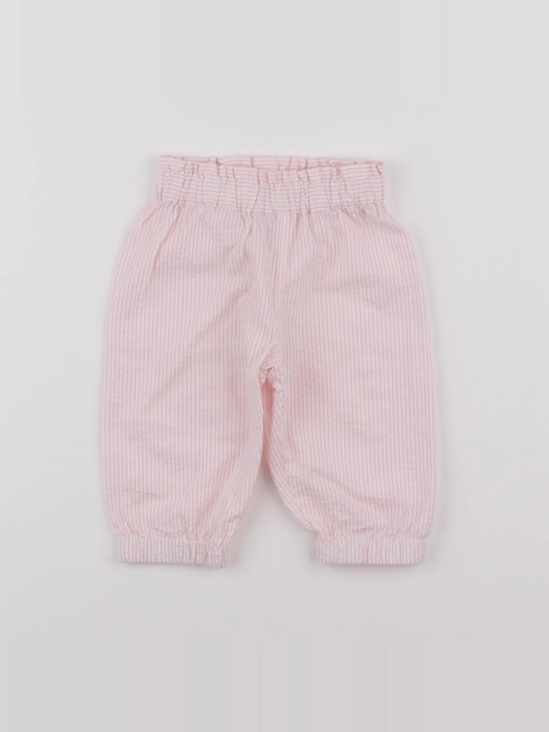 Bonton - pantalon blanc, rose - 6 mois