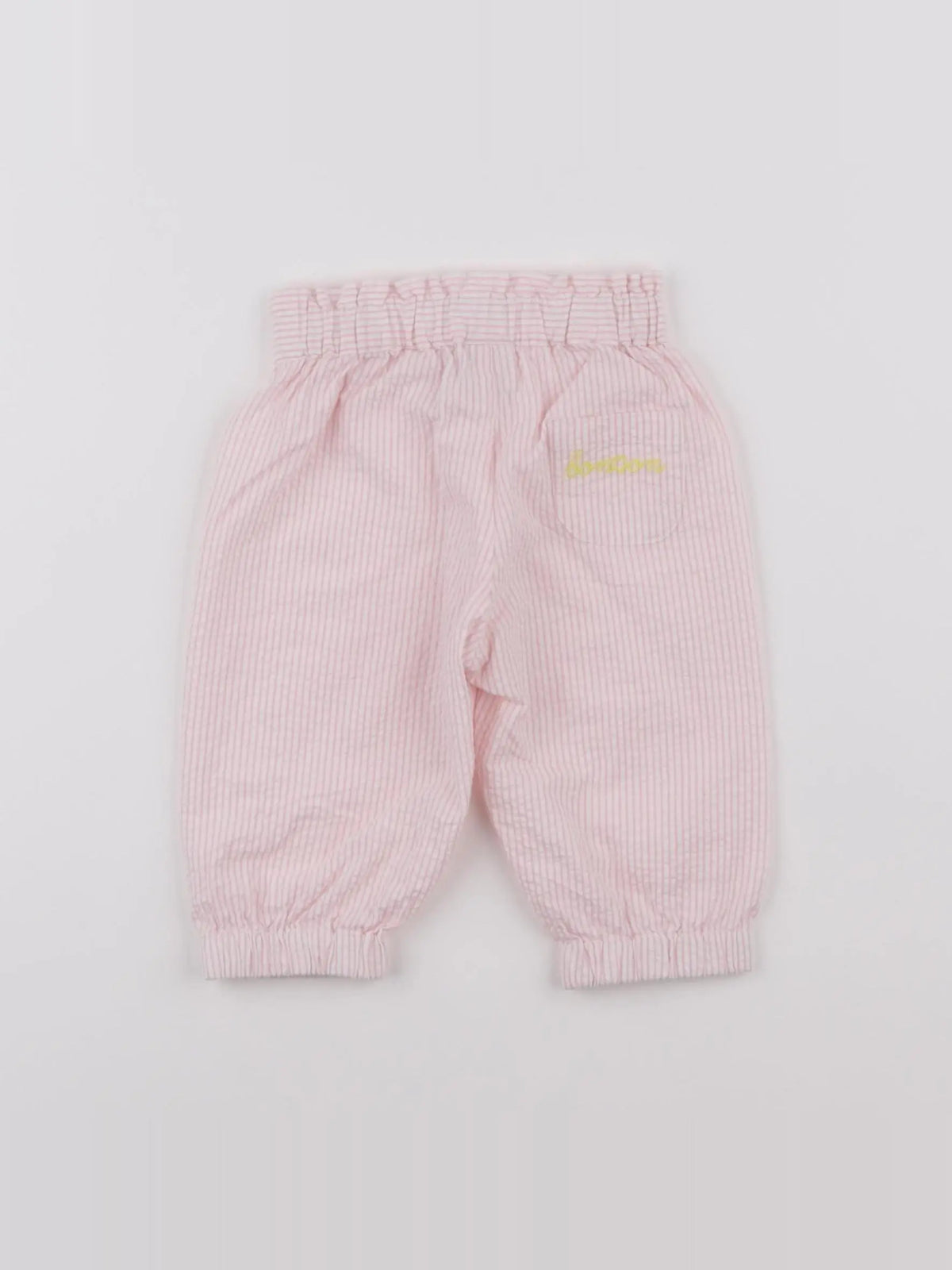 Bonton - pantalon blanc, rose - 6 mois