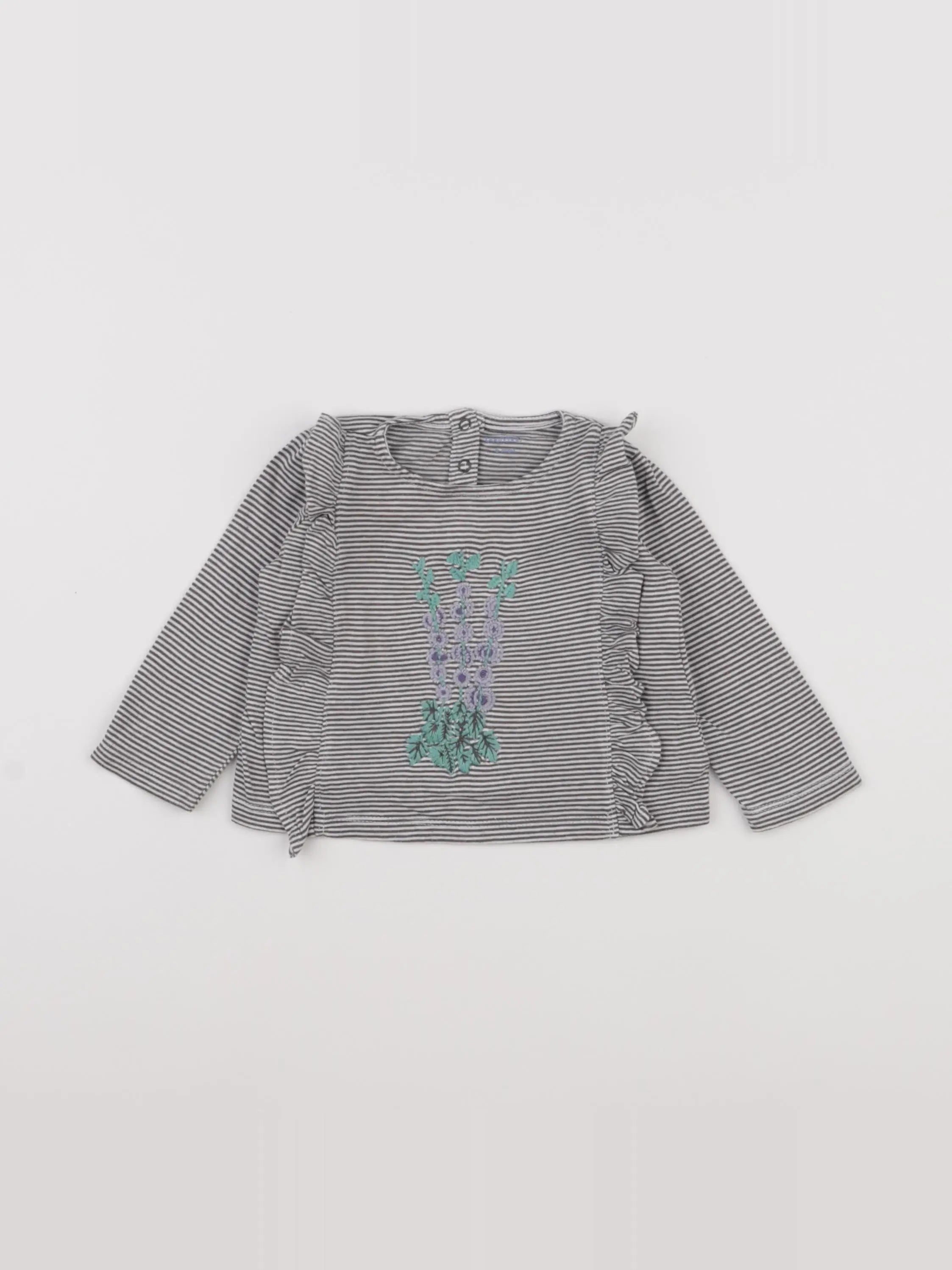 Boutchou - tee-shirt blanc, bleu - 6 mois