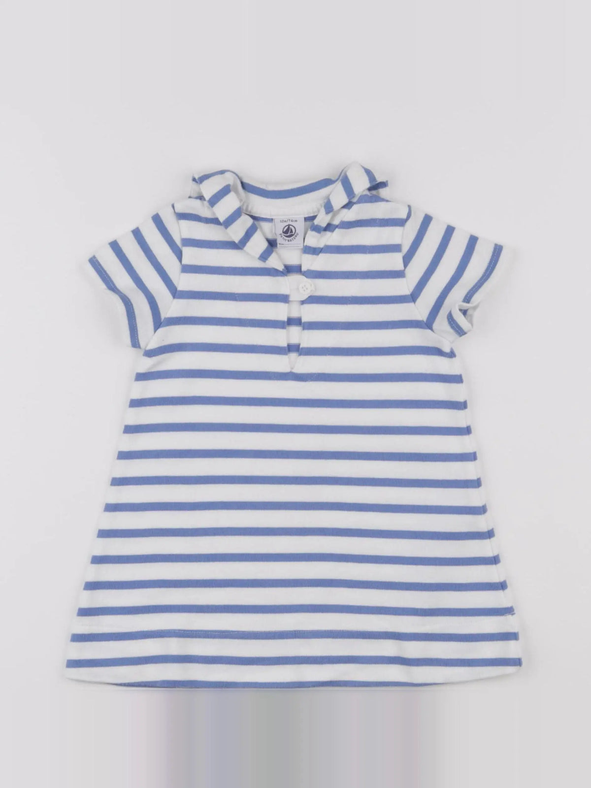 Petit Bateau - robe blanc, bleu - 12 mois