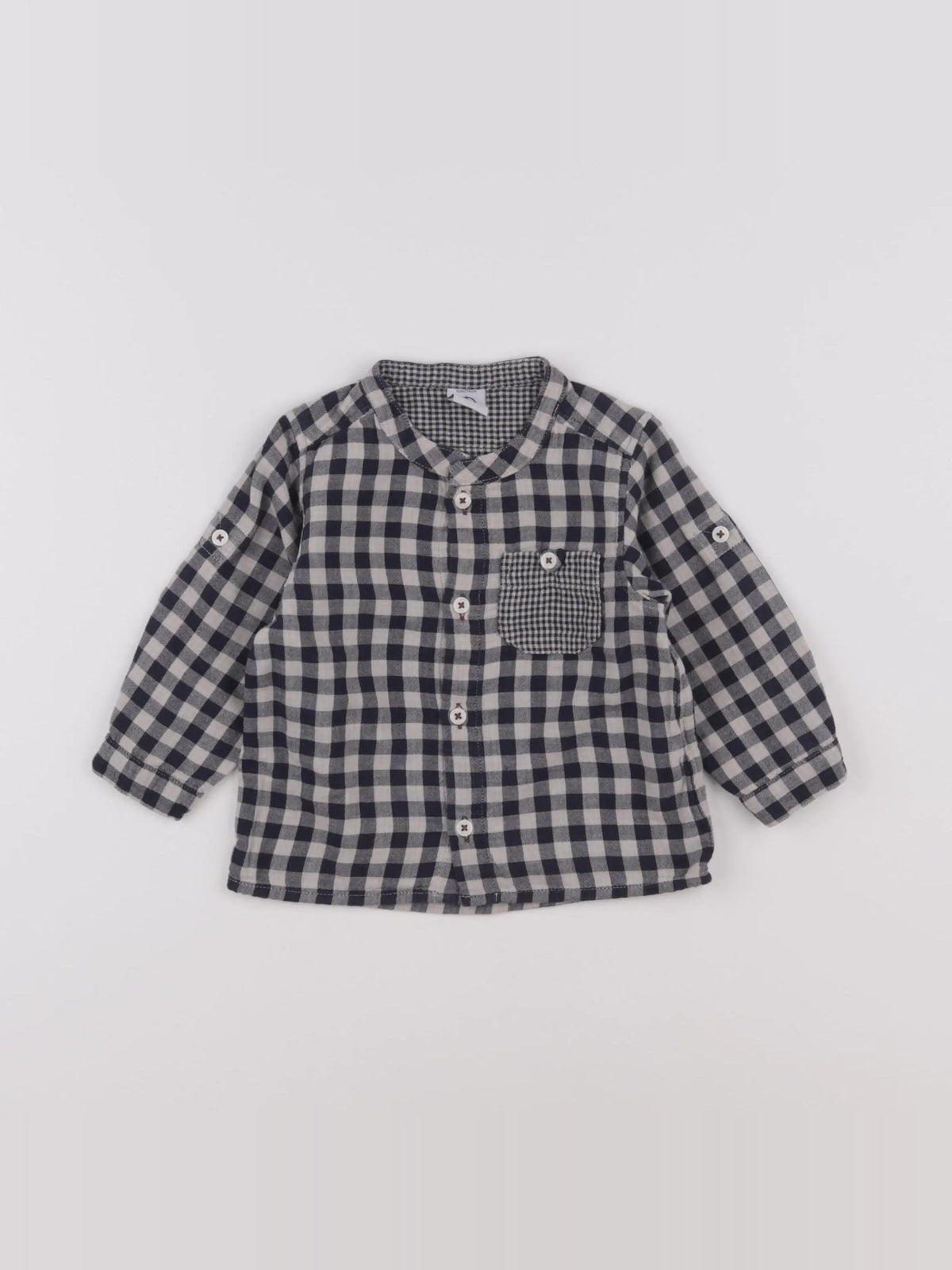 Petit Bateau - chemise bleu - 12 mois