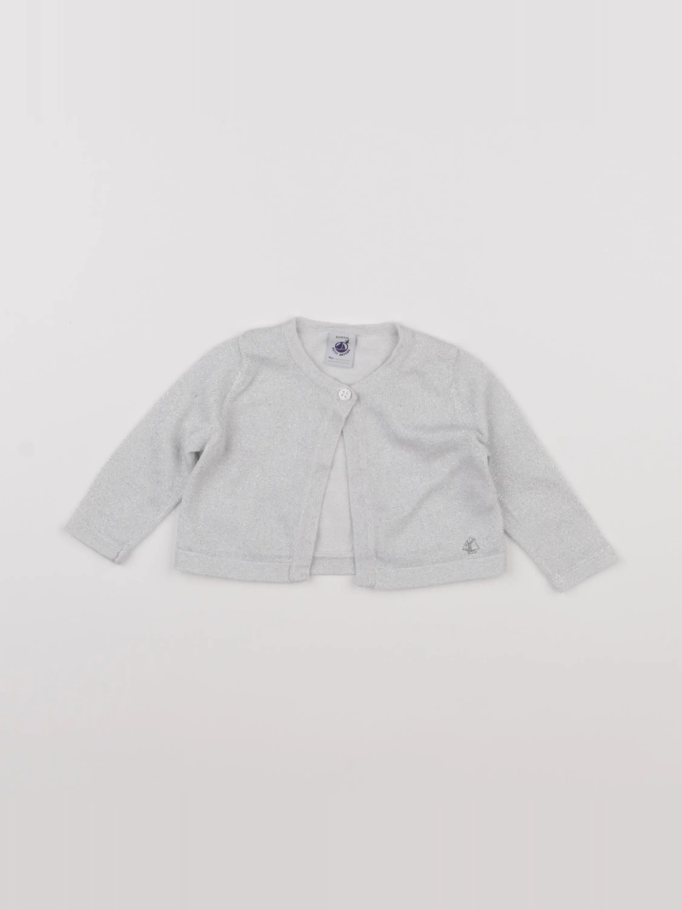 Petit Bateau - gilet gris, argent - 6 mois