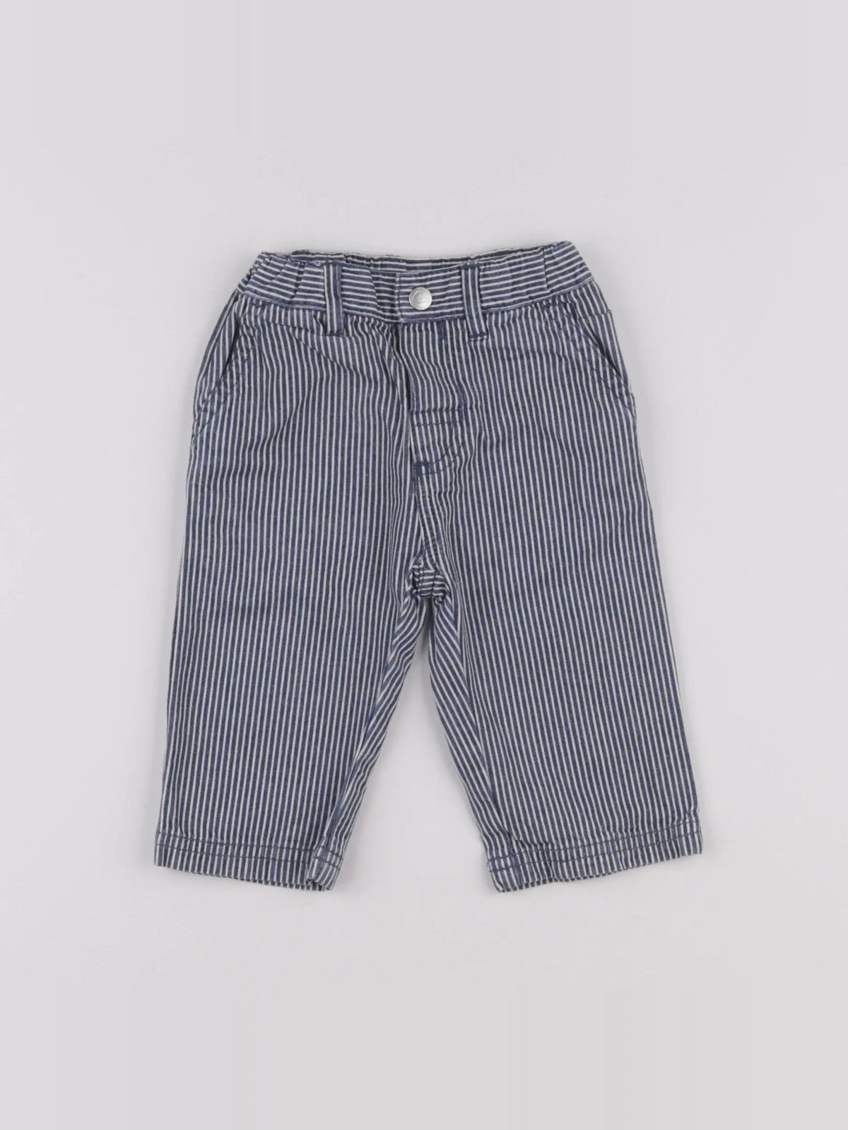 Petit Bateau - pantalon bleu, blanc - 6 mois