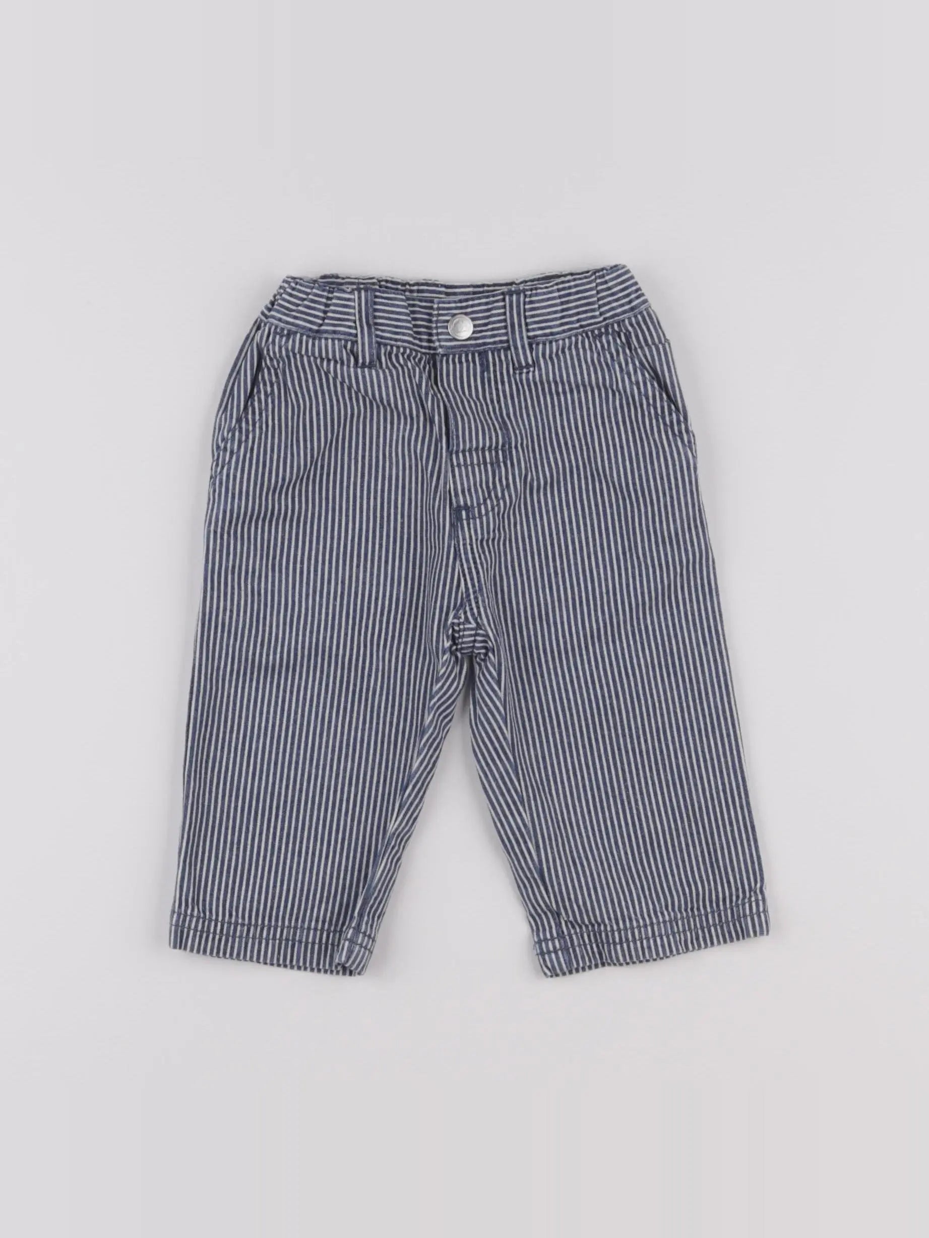 Petit Bateau - pantalon bleu, blanc - 6 mois