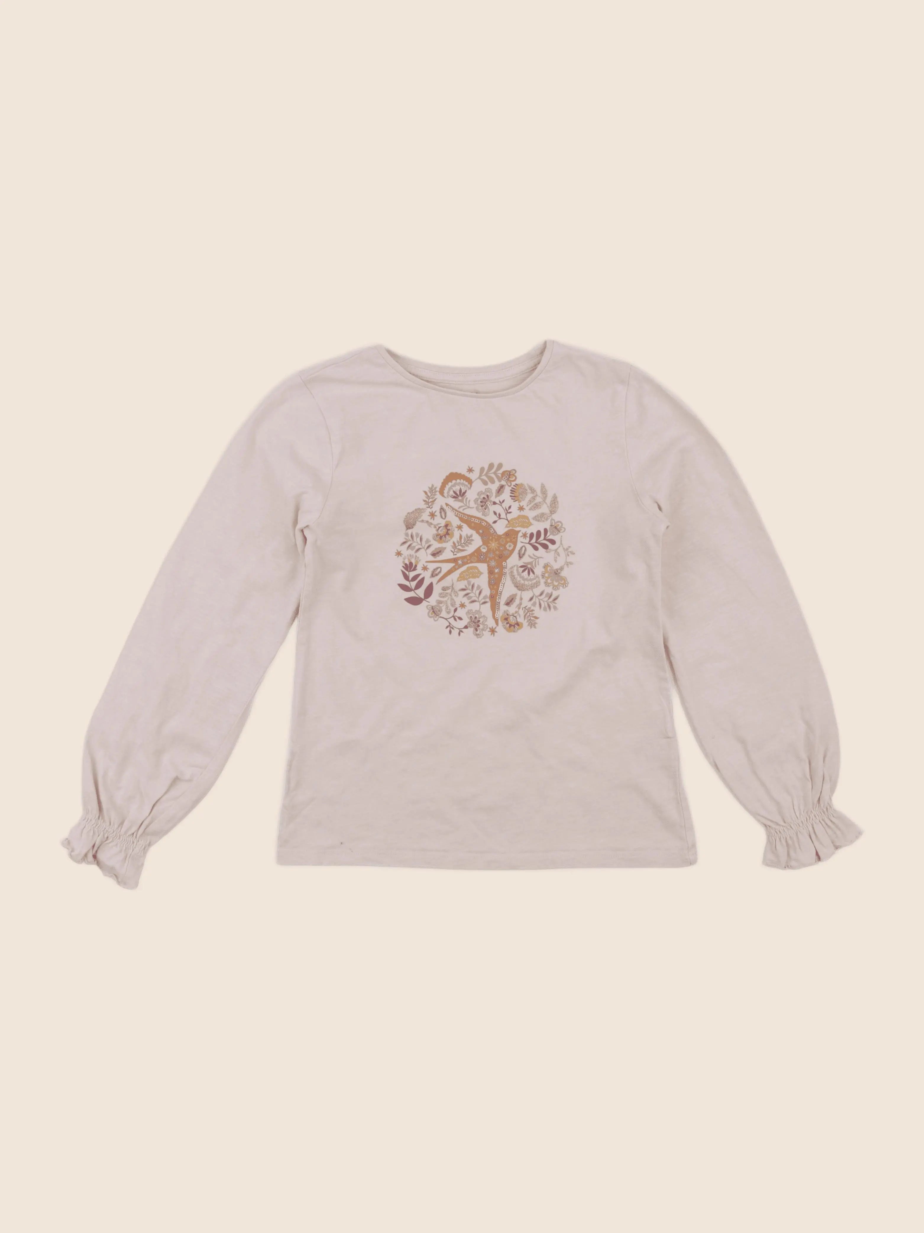 Vertbaudet - tee-shirt beige - 8 ans