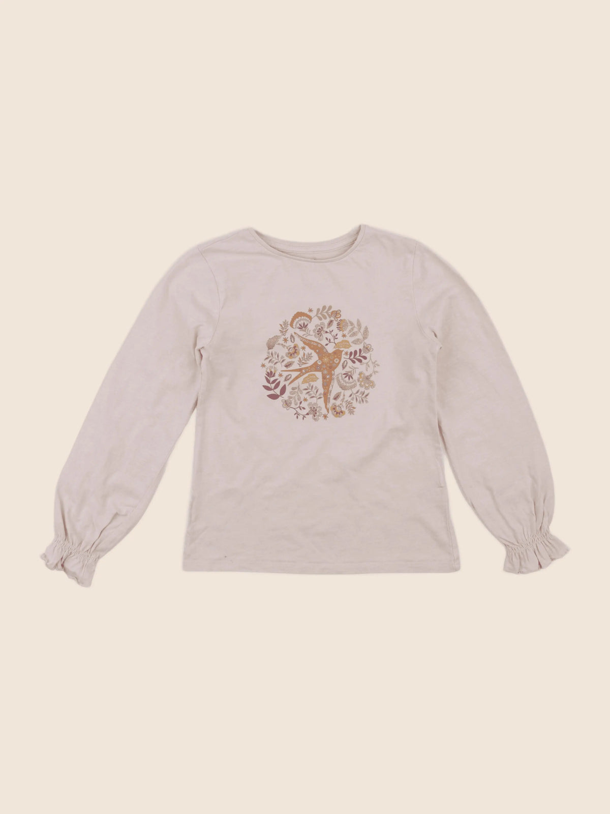 Vertbaudet - tee-shirt beige - 8 ans