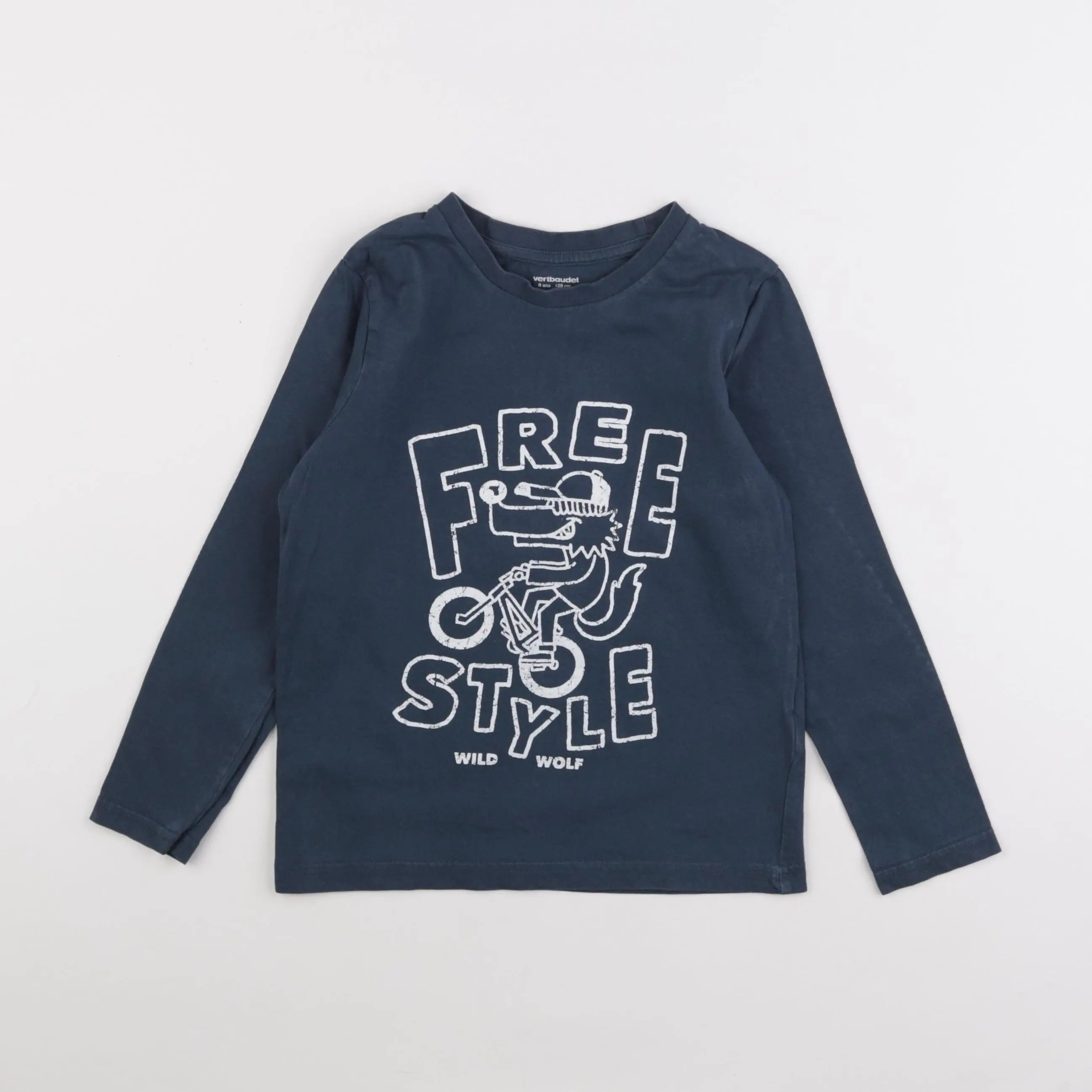 Vertbaudet - tee-shirt bleu - 8 ans