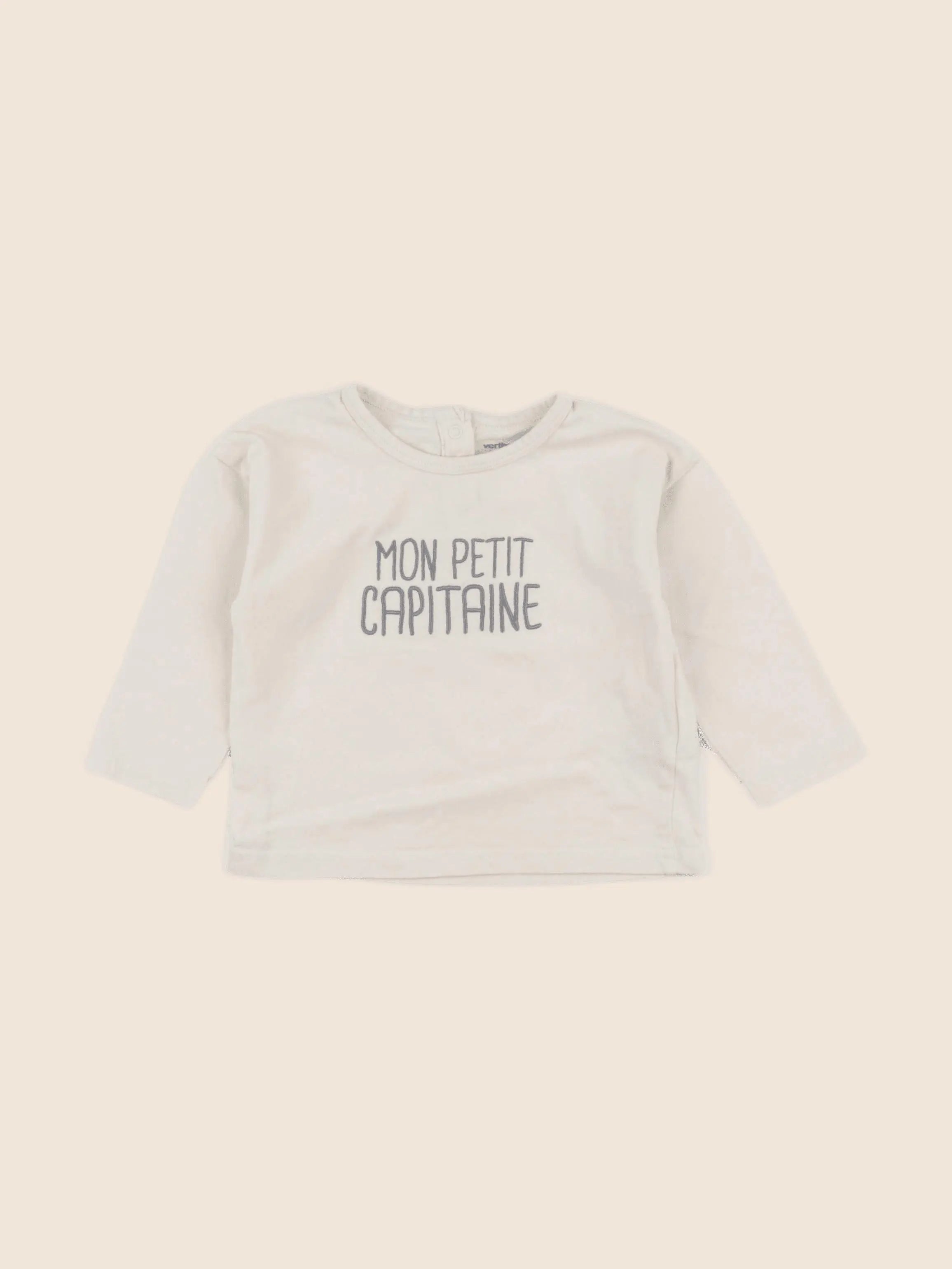 Vertbaudet - tee-shirt beige - 12 mois
