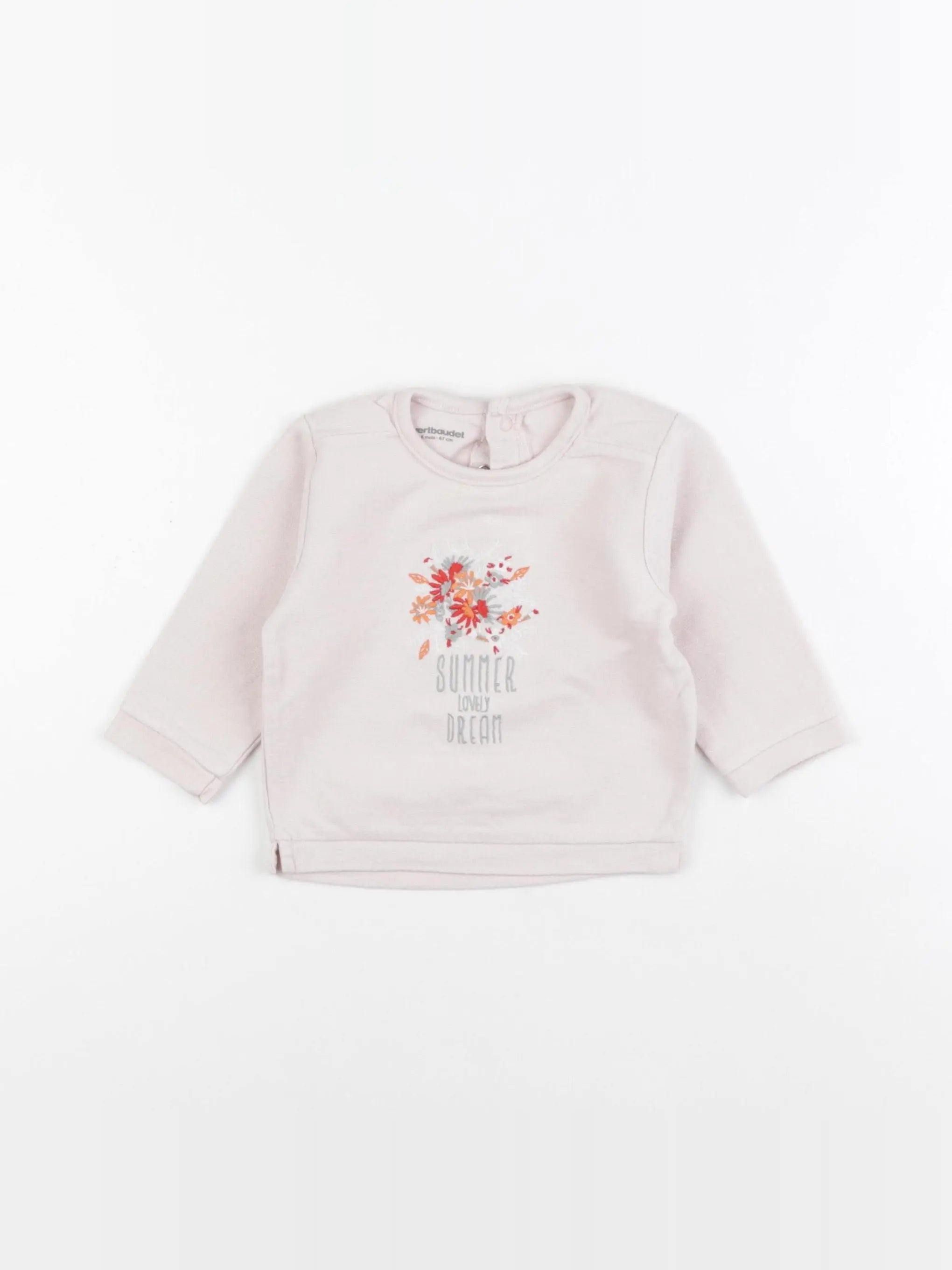 Vertbaudet - sweat rose - 6 mois