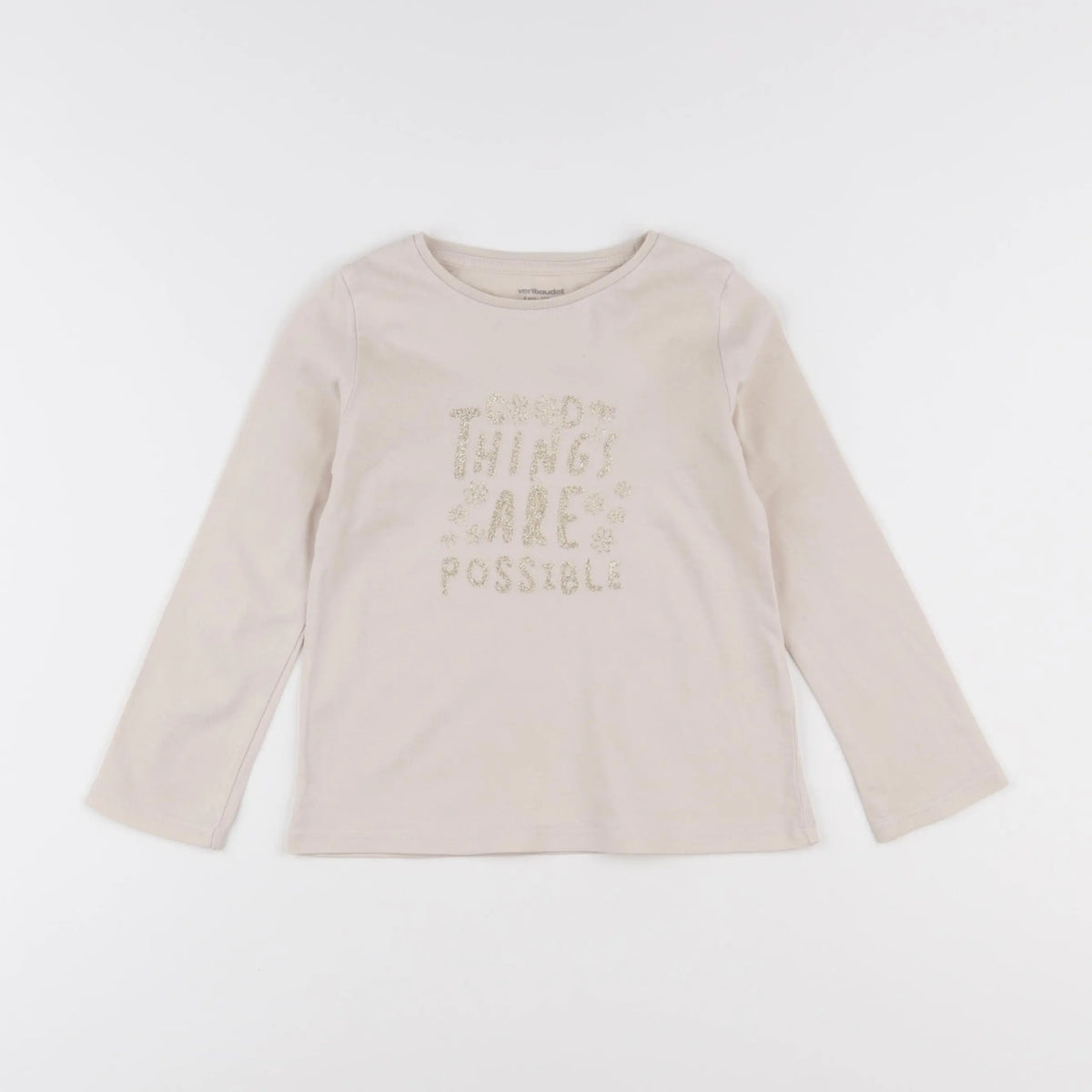 Vertbaudet - tee-shirt beige - 4 ans