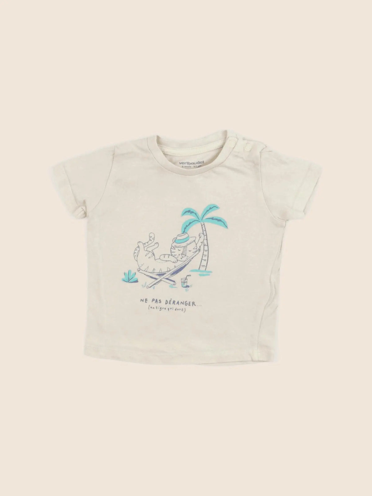 Vertbaudet - tee-shirt beige - 6 mois