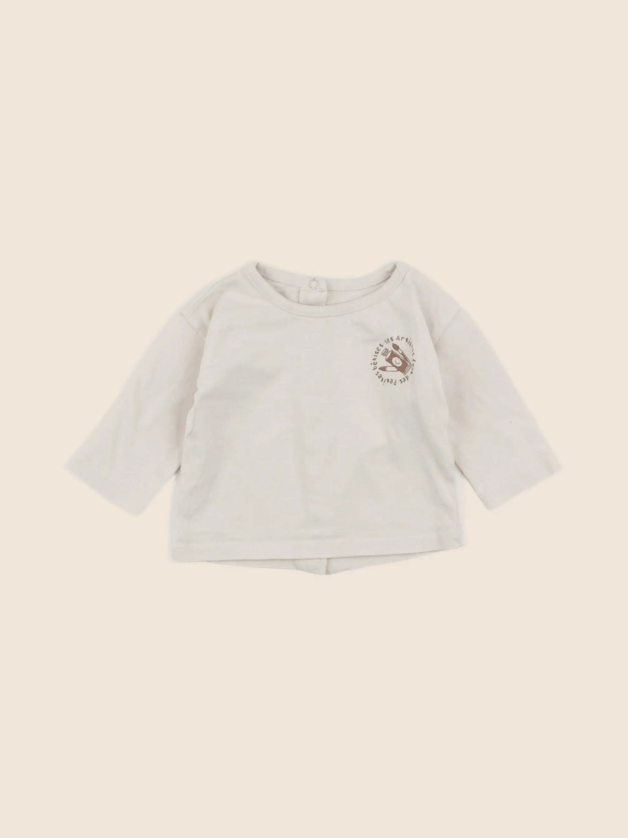 Vertbaudet - tee-shirt beige - 3 mois