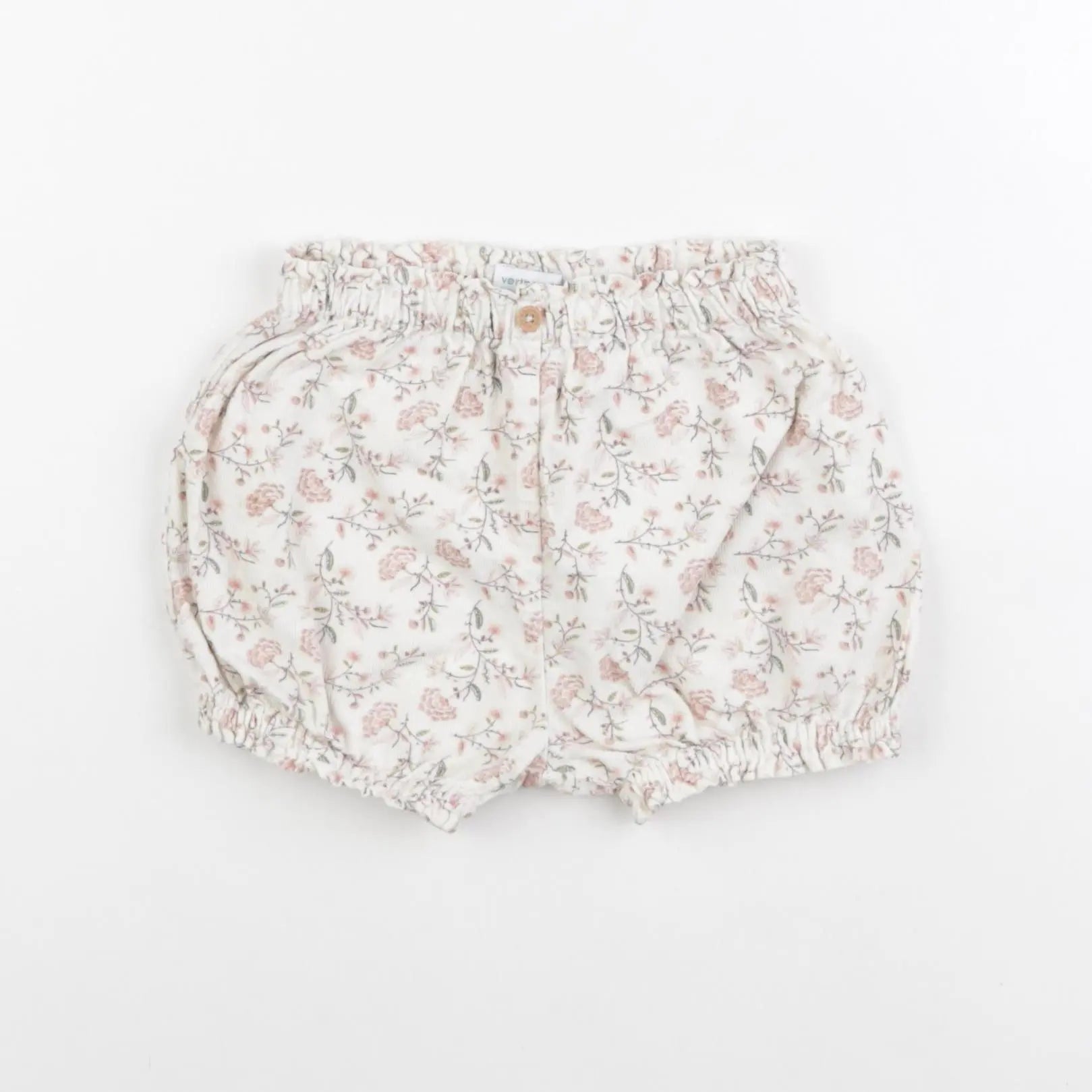 Vertbaudet - short blanc, rose - 18 mois