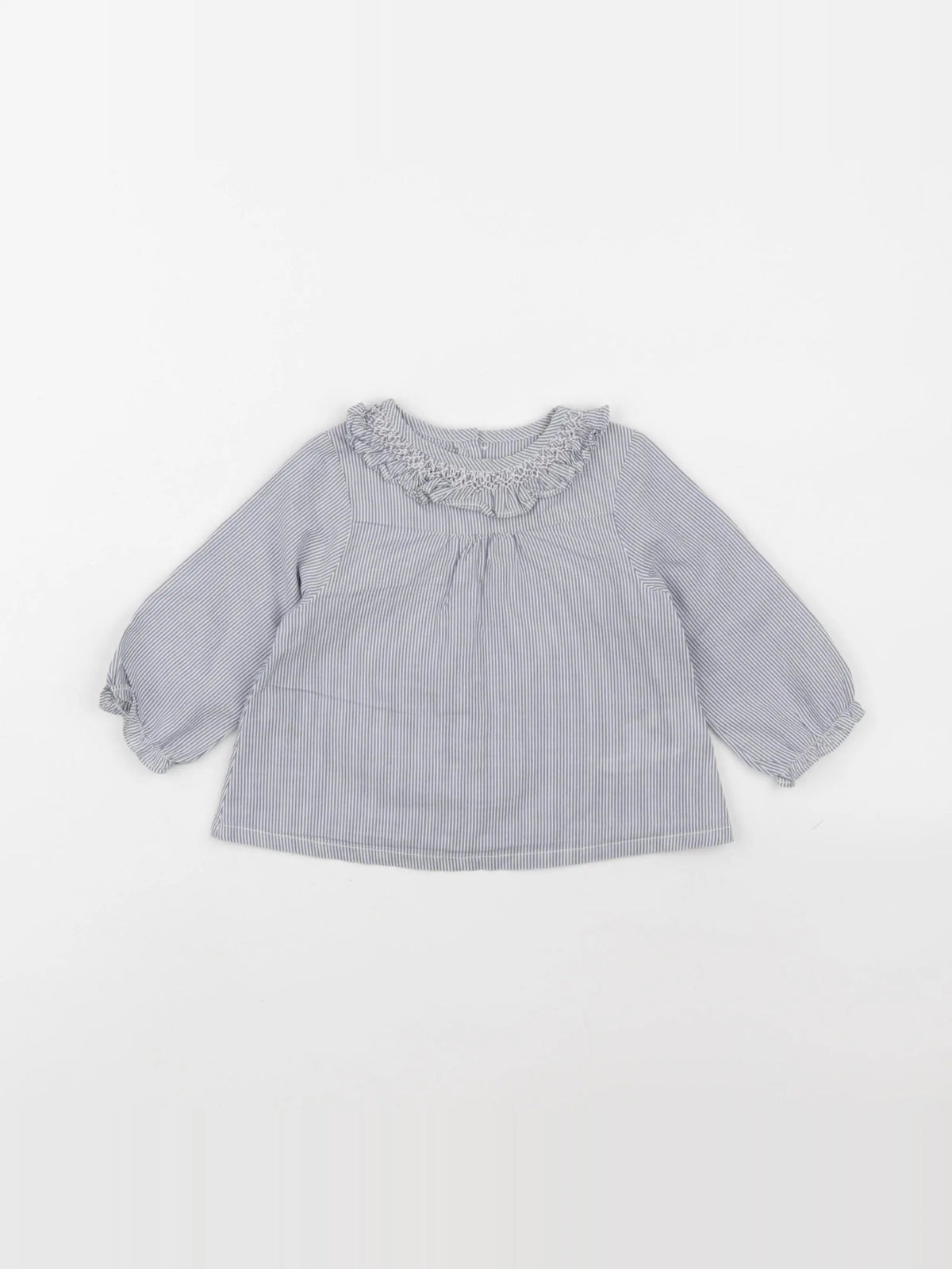 Cyrillus - blouse blanc, bleu - 9 mois