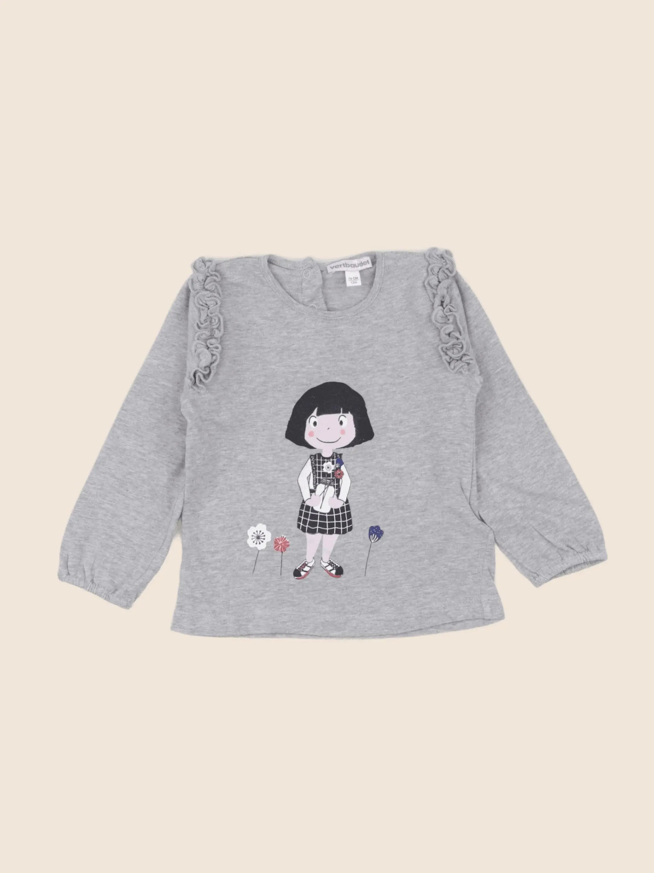 Vertbaudet - tee-shirt gris - 12 mois