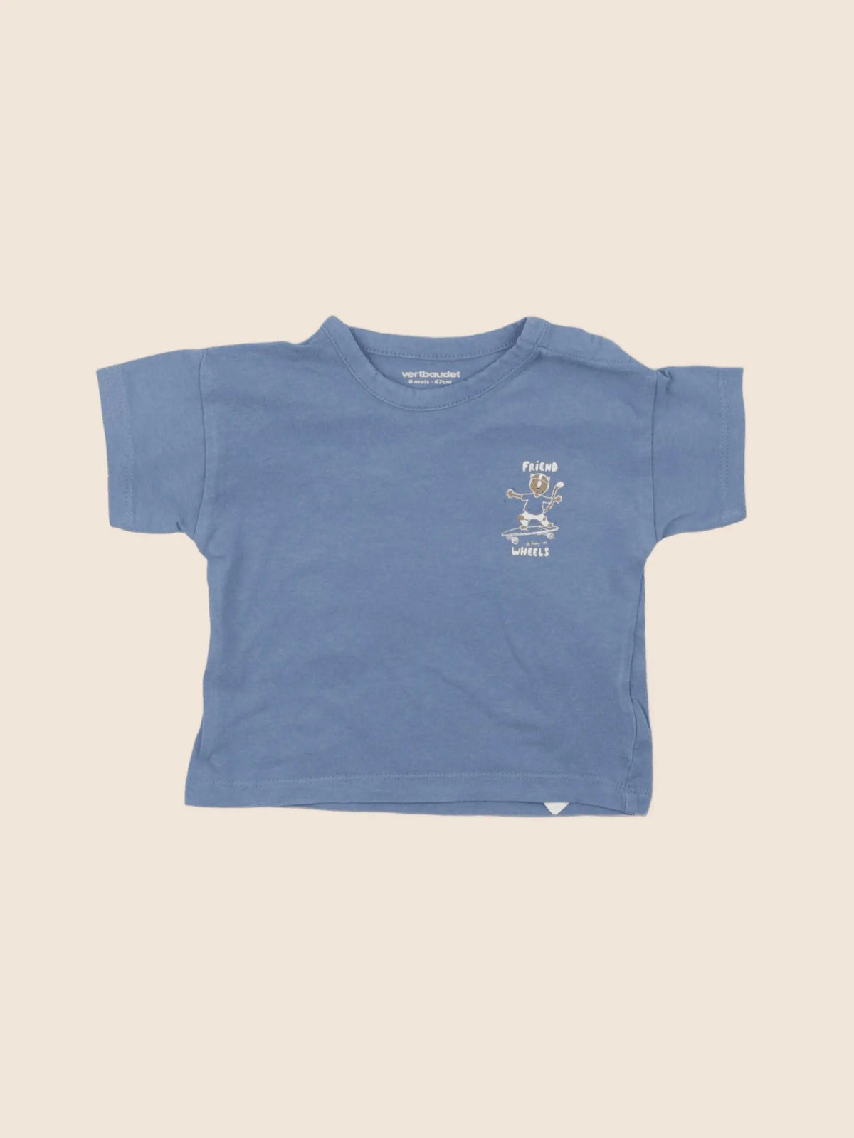 Vertbaudet - tee-shirt imprimé au dos bleu - 6 mois