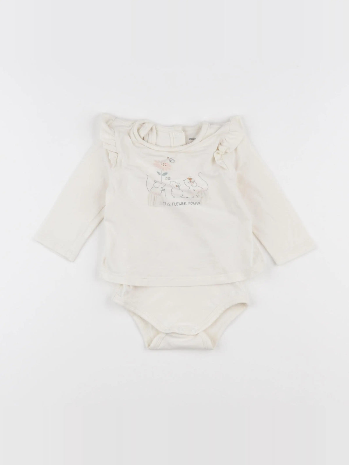 Vertbaudet - body tee-shirt blanc - 6 mois