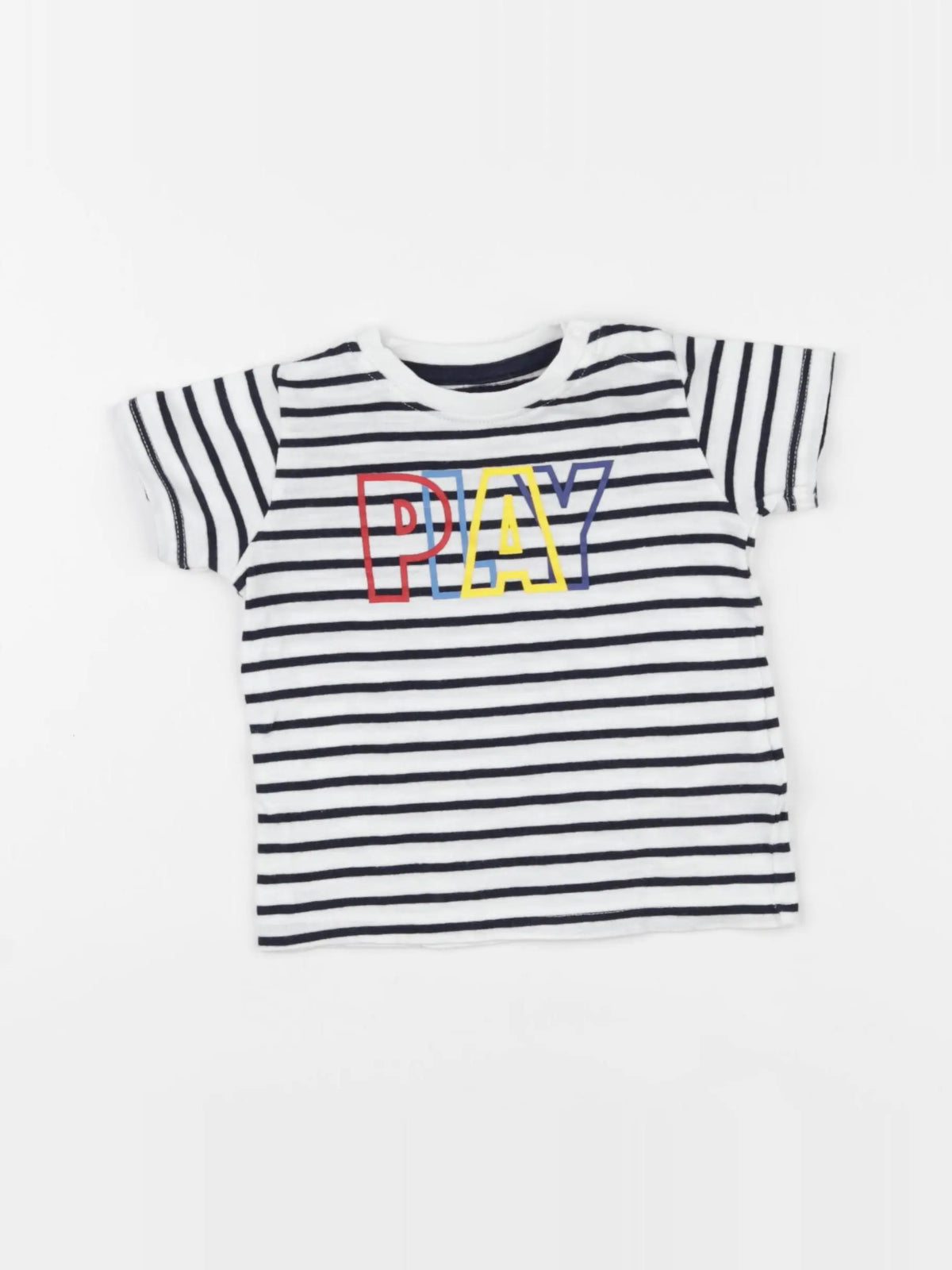 Vertbaudet - tee-shirt bleu, blanc - 6 mois