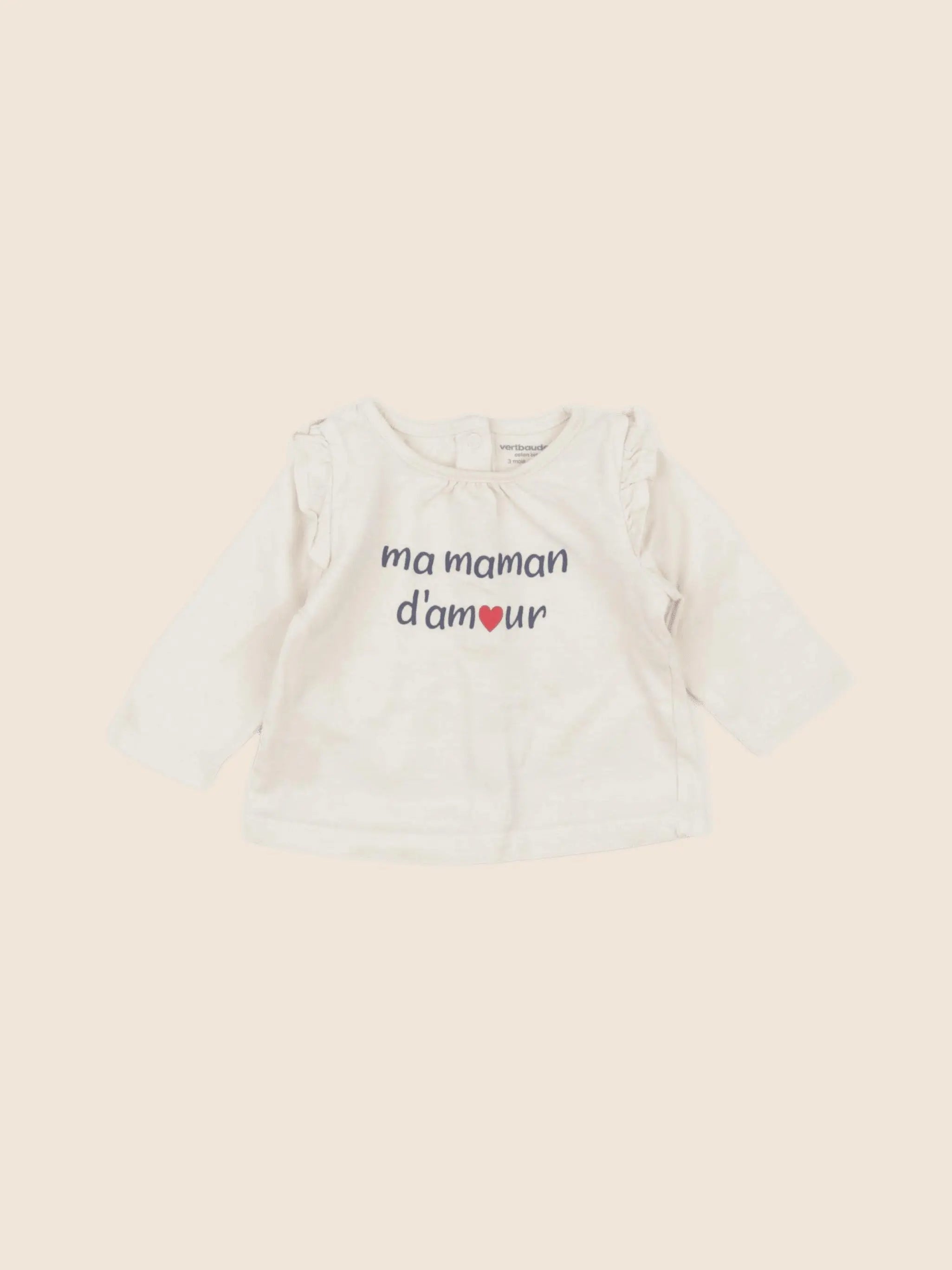 Vertbaudet - tee-shirt beige - 3 mois