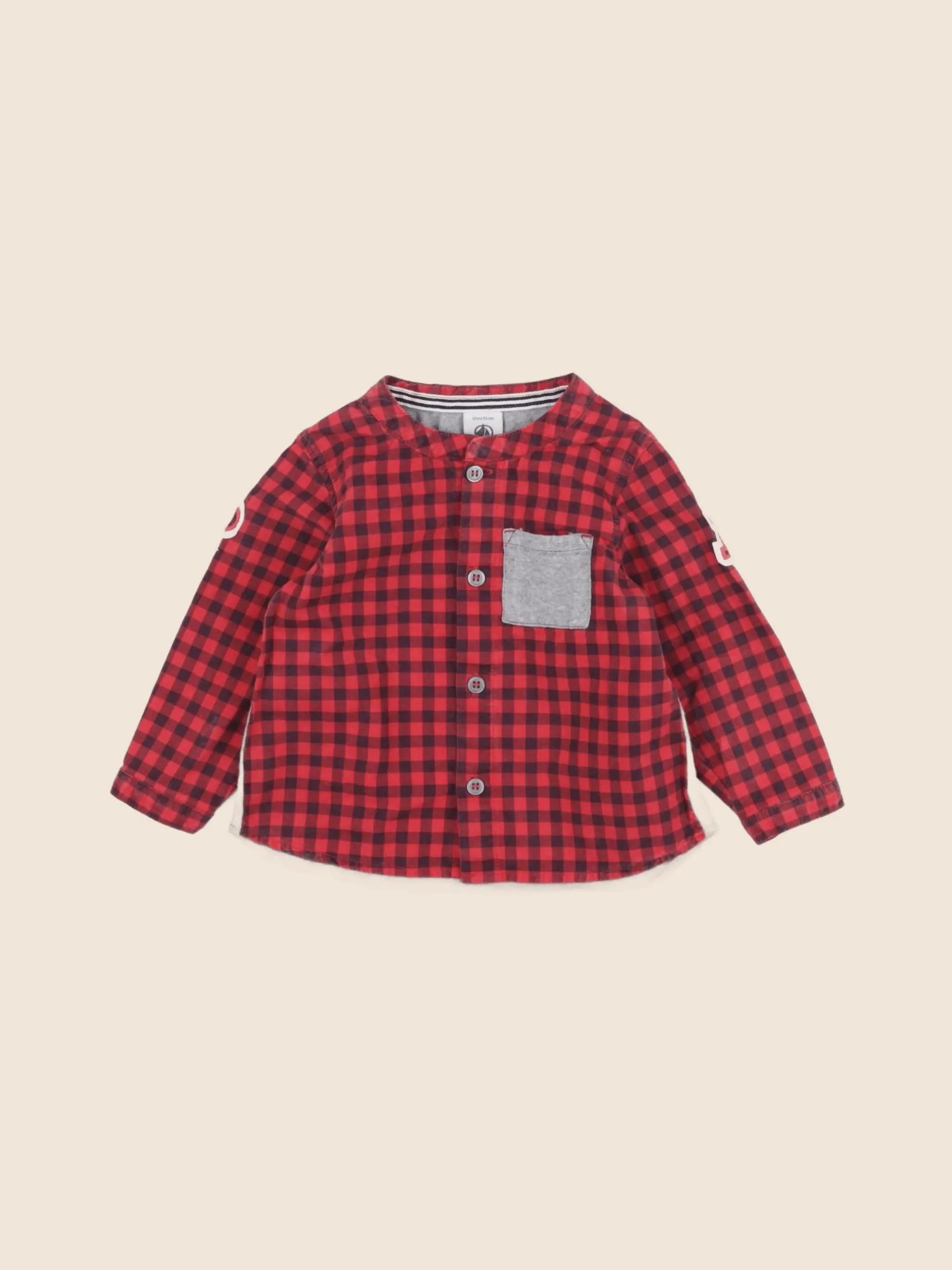 Petit Bateau - chemise rouge - 12 mois