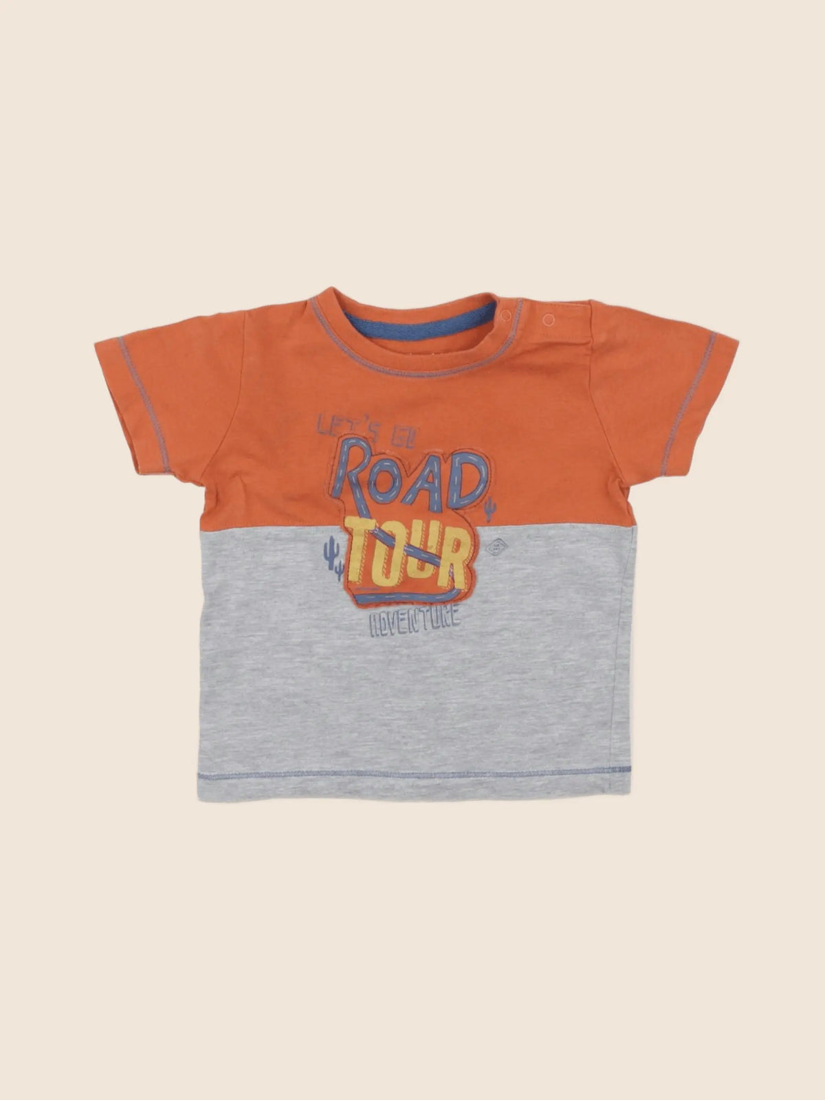 Vertbaudet - tee-shirt gris, orange - 12 mois