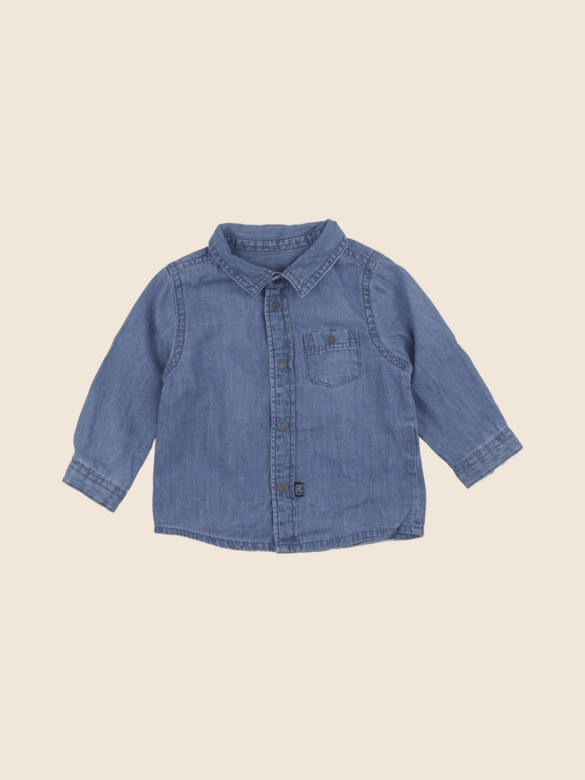 Vertbaudet - chemise bleu - 9 mois
