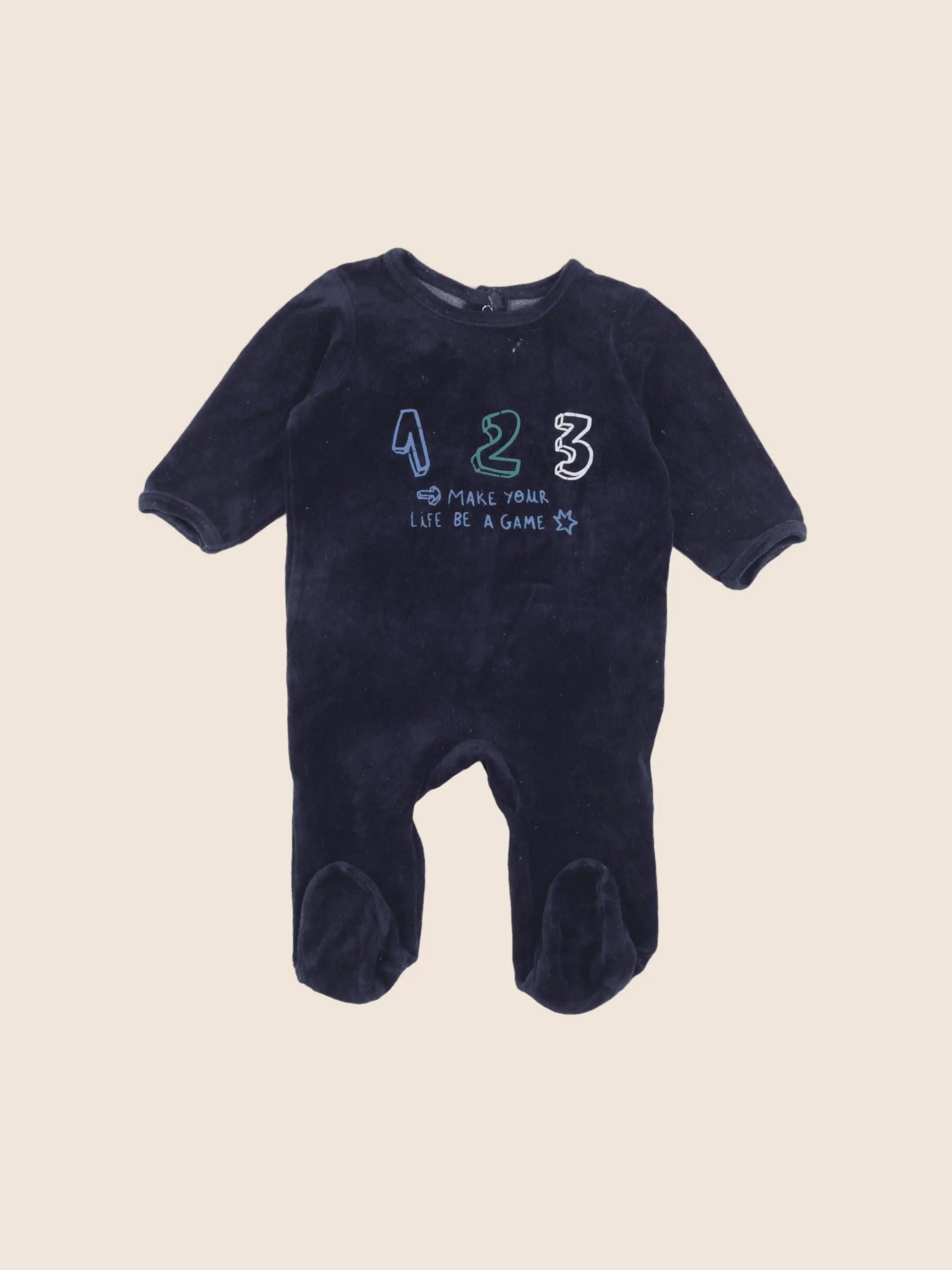 Vertbaudet - pyjama velours bleu - 3 mois