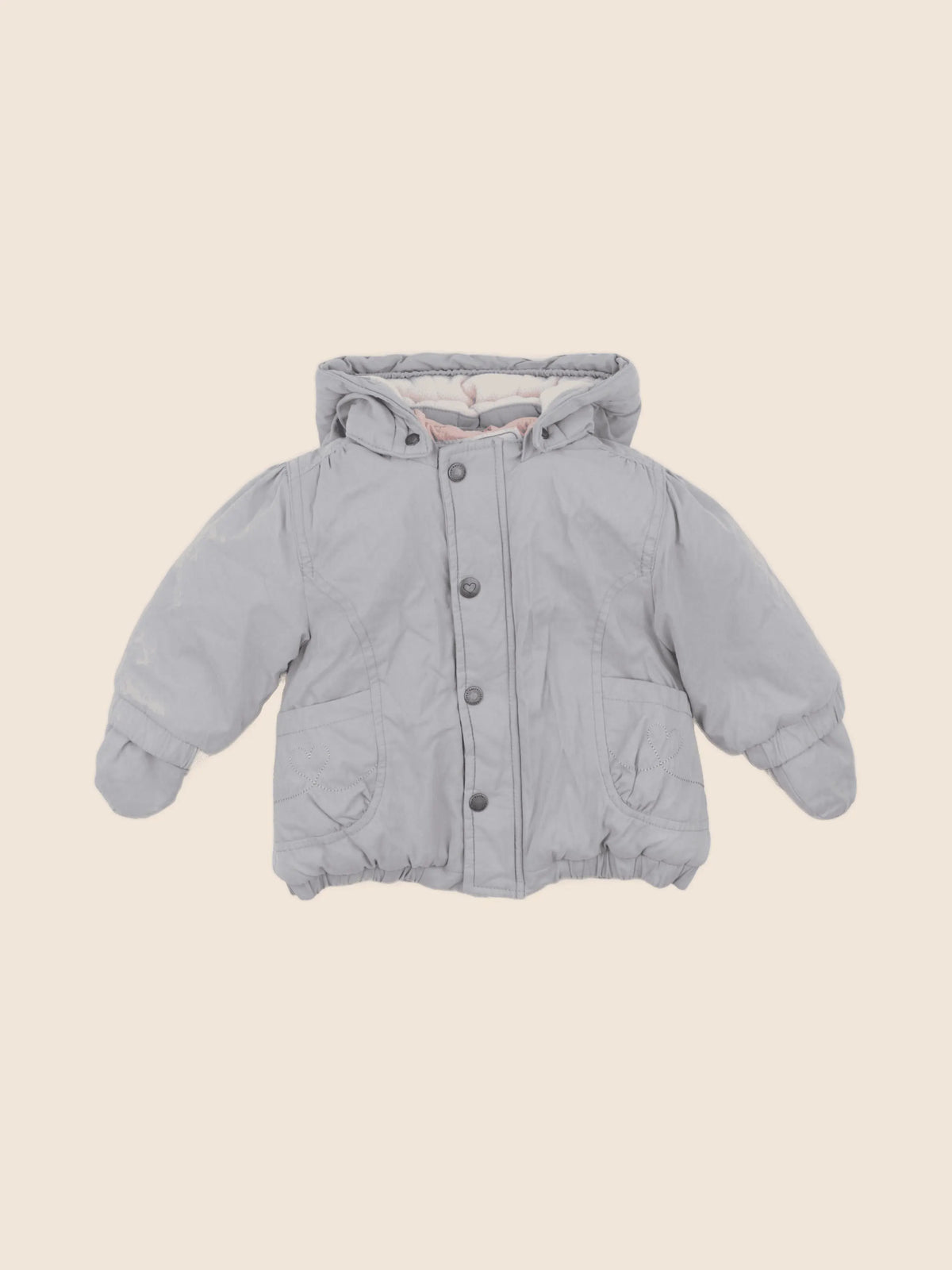 Vertbaudet - manteau doublure amovible gris - 6 mois