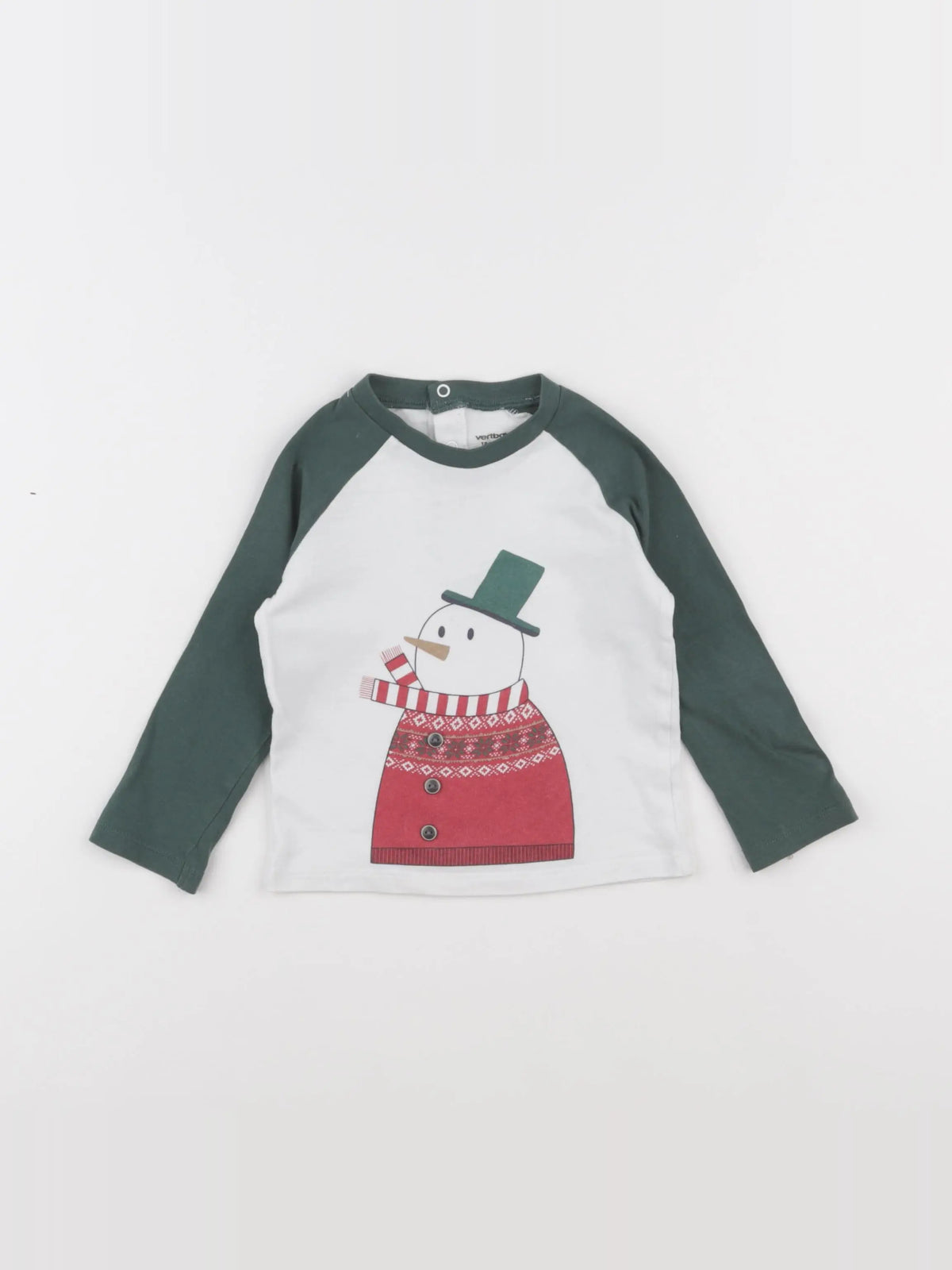 Vertbaudet - tee-shirt blanc, vert - 18 mois