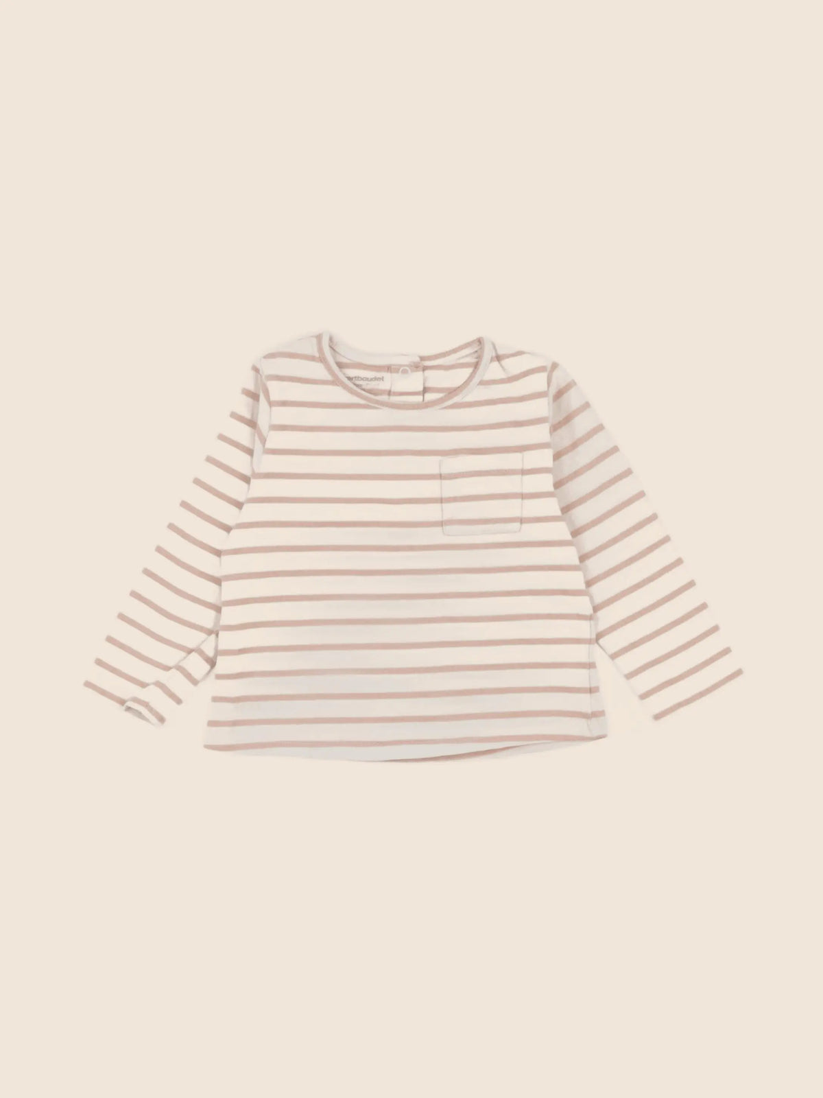 Vertbaudet - tee-shirt beige, rose - 12 mois