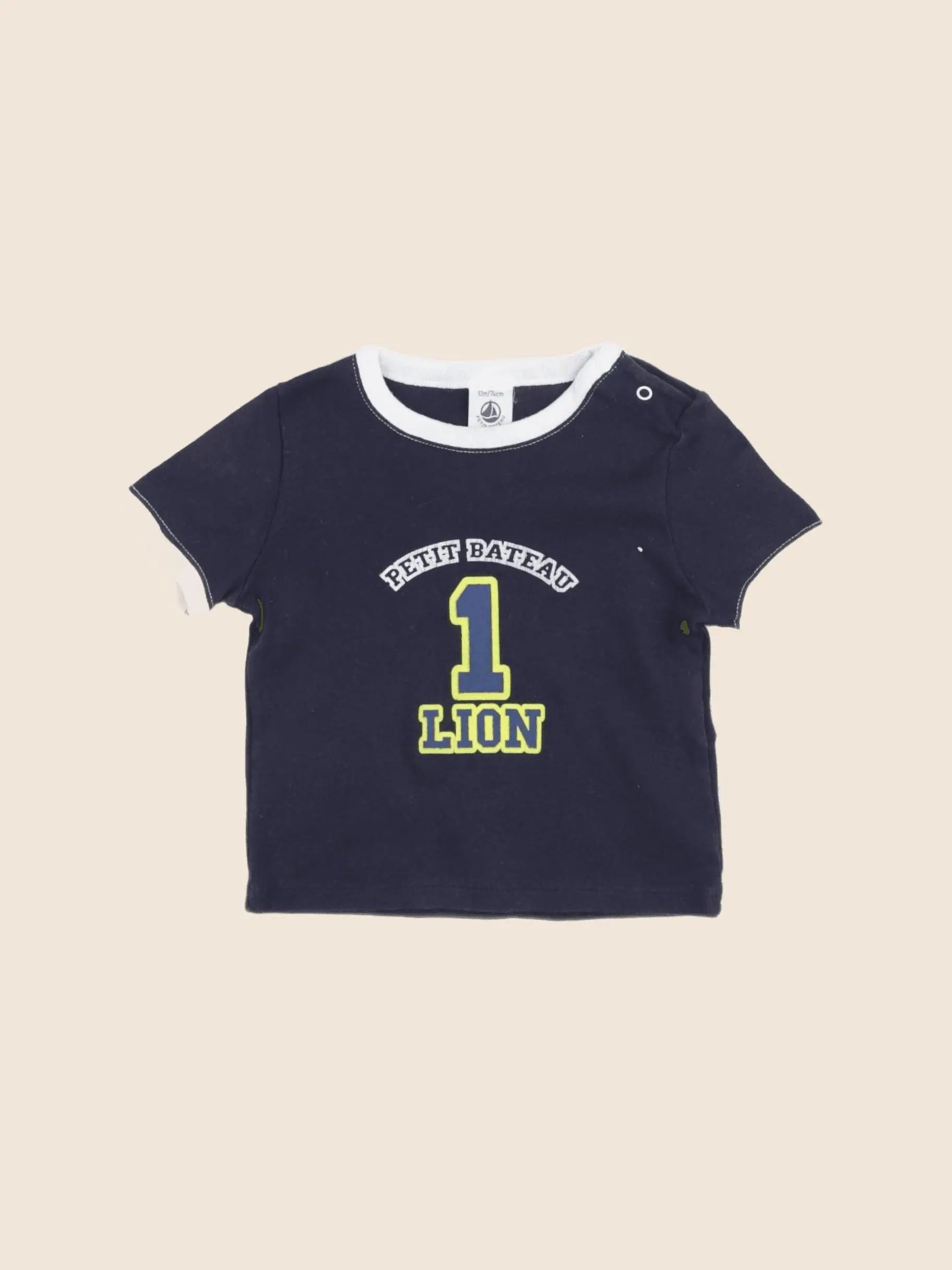 Petit Bateau - tee-shirt bleu - 12 mois