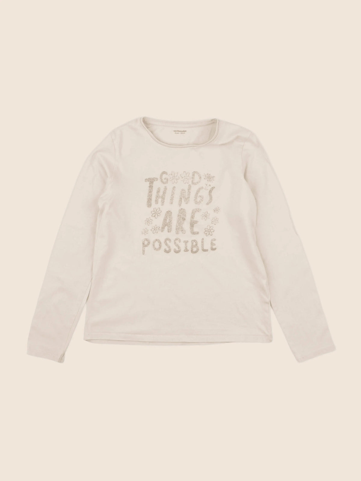 Vertbaudet - tee-shirt beige - 10 ans