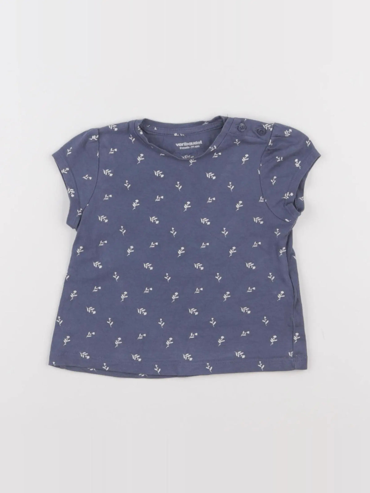 Vertbaudet - tee-shirt bleu, blanc - 9 mois