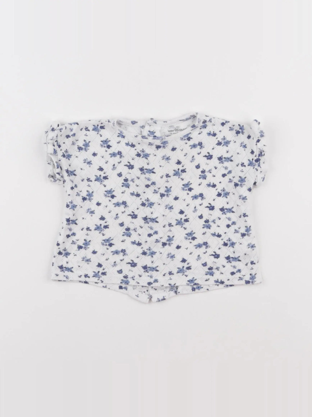 Vertbaudet - tee-shirt blanc, bleu - 6 mois